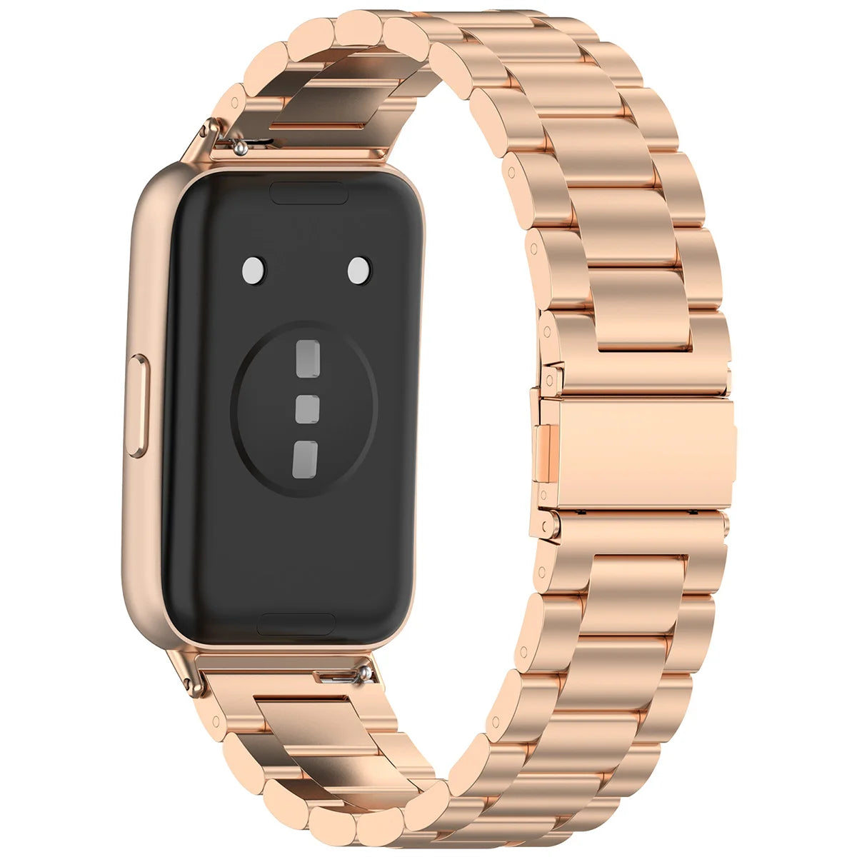 Edelstahl Armband für Huawei Band 11 / 11 Pro, Bizon Strap Watch Aura, Rosa Gold