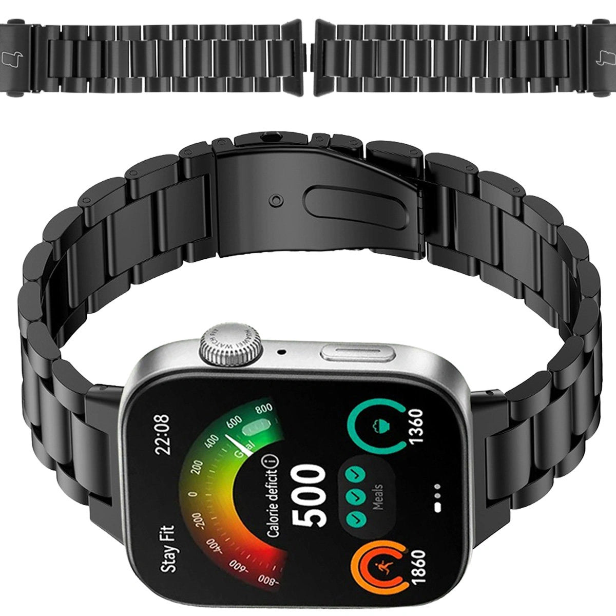 Edelstahl Armband für Huawei Watch Fit 4 Pro/Fit 4/Fit 3, Bizon Strap Watch Aura, Schwarz