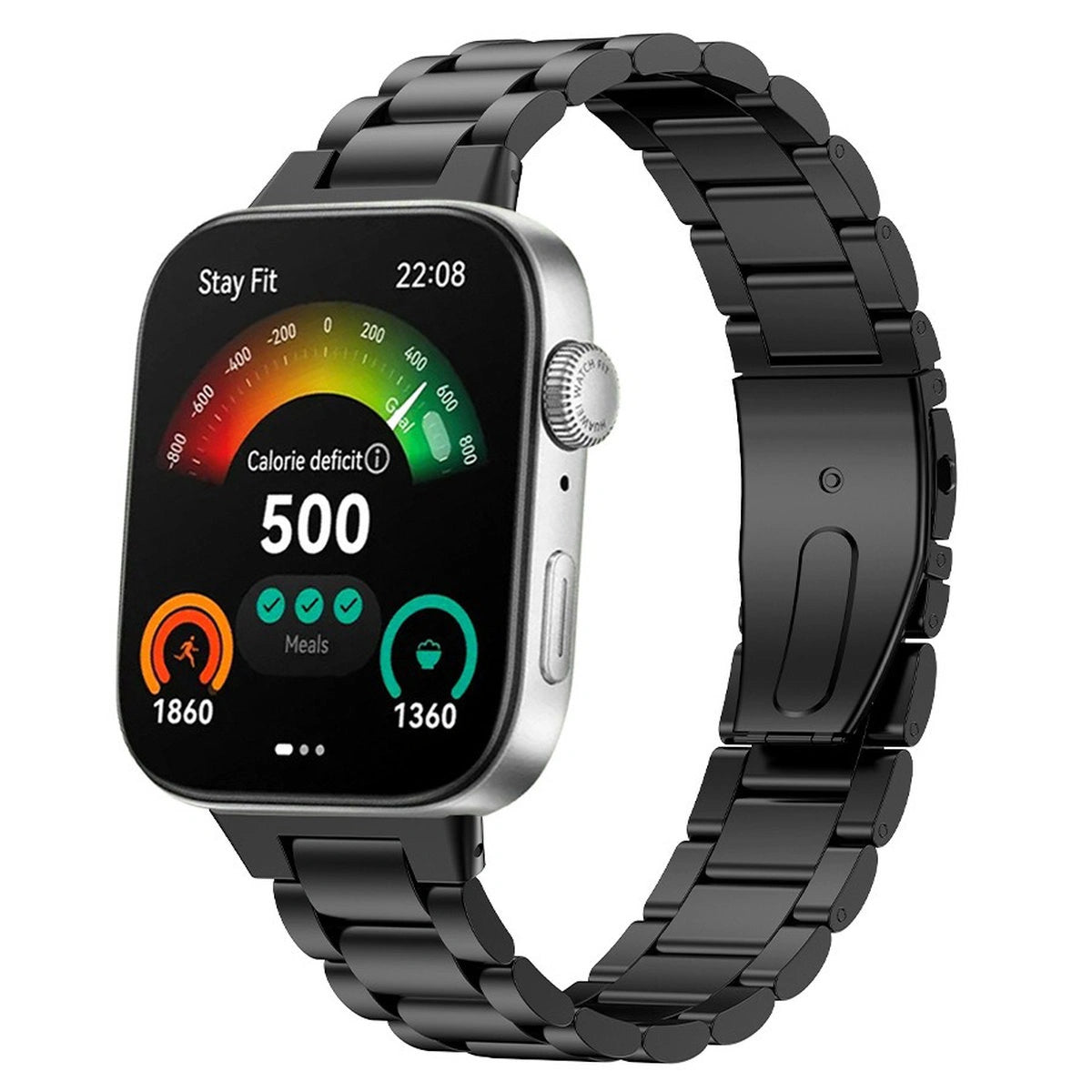 Edelstahl Armband für Huawei Watch Fit 4 Pro/Fit 4/Fit 3, Bizon Strap Watch Aura, Schwarz