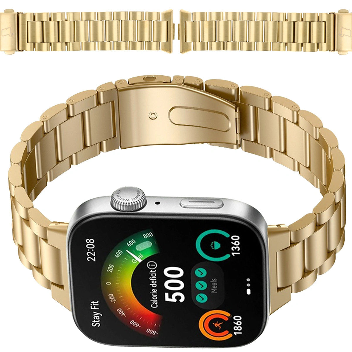 Edelstahl Armband für Huawei Watch Fit 4 Pro/Fit 4/Fit 3, Bizon Strap Watch Aura, Gold
