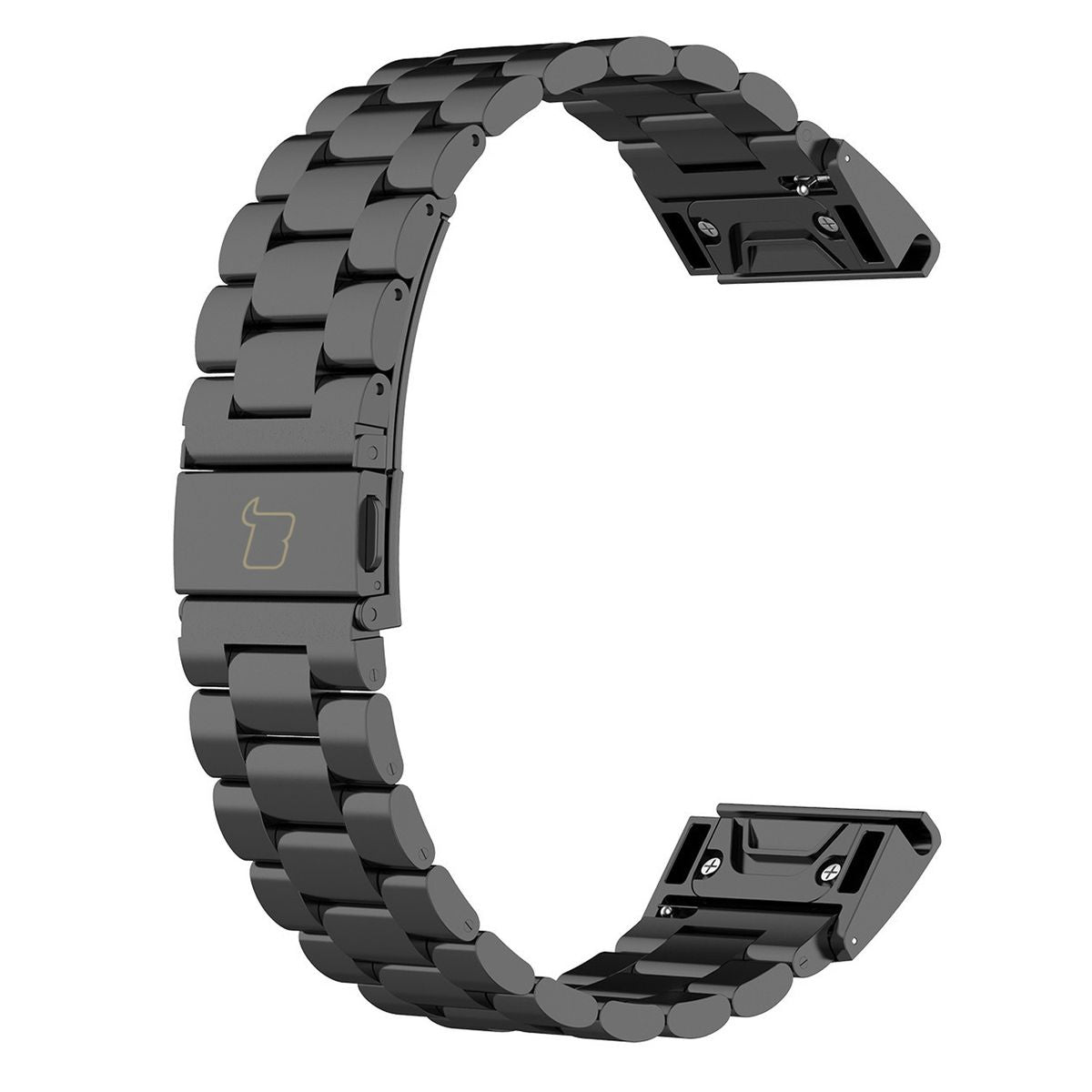 Edelstahl Armband für Smartwatch, Bizon Strap Watch Aura, QuickFit 20 mm, Schwarz