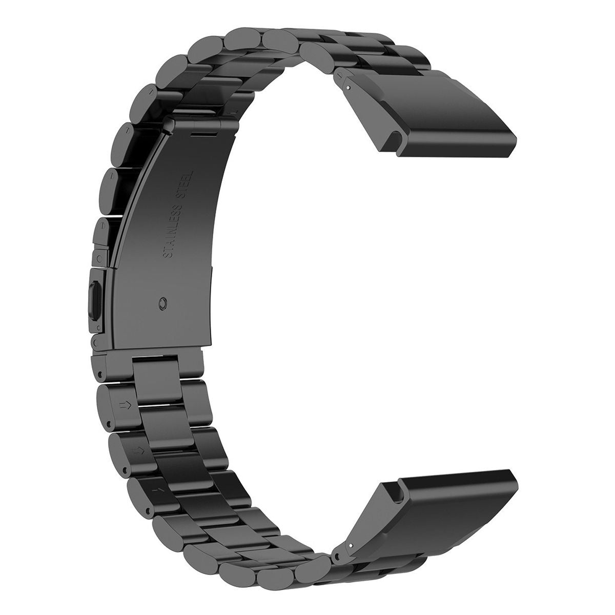 Edelstahl Armband für Smartwatch, Bizon Strap Watch Aura, QuickFit 20 mm, Schwarz