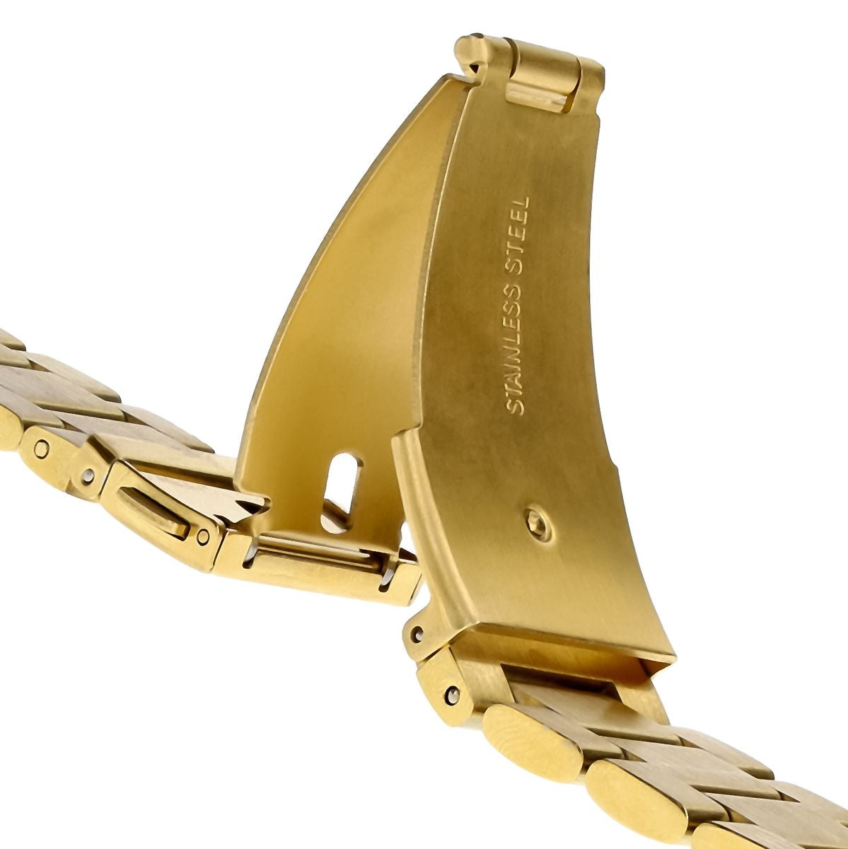 Edelstahl Armband für Smartwatch, Bizon Strap Watch Aura, QuickFit 20 mm, Gold