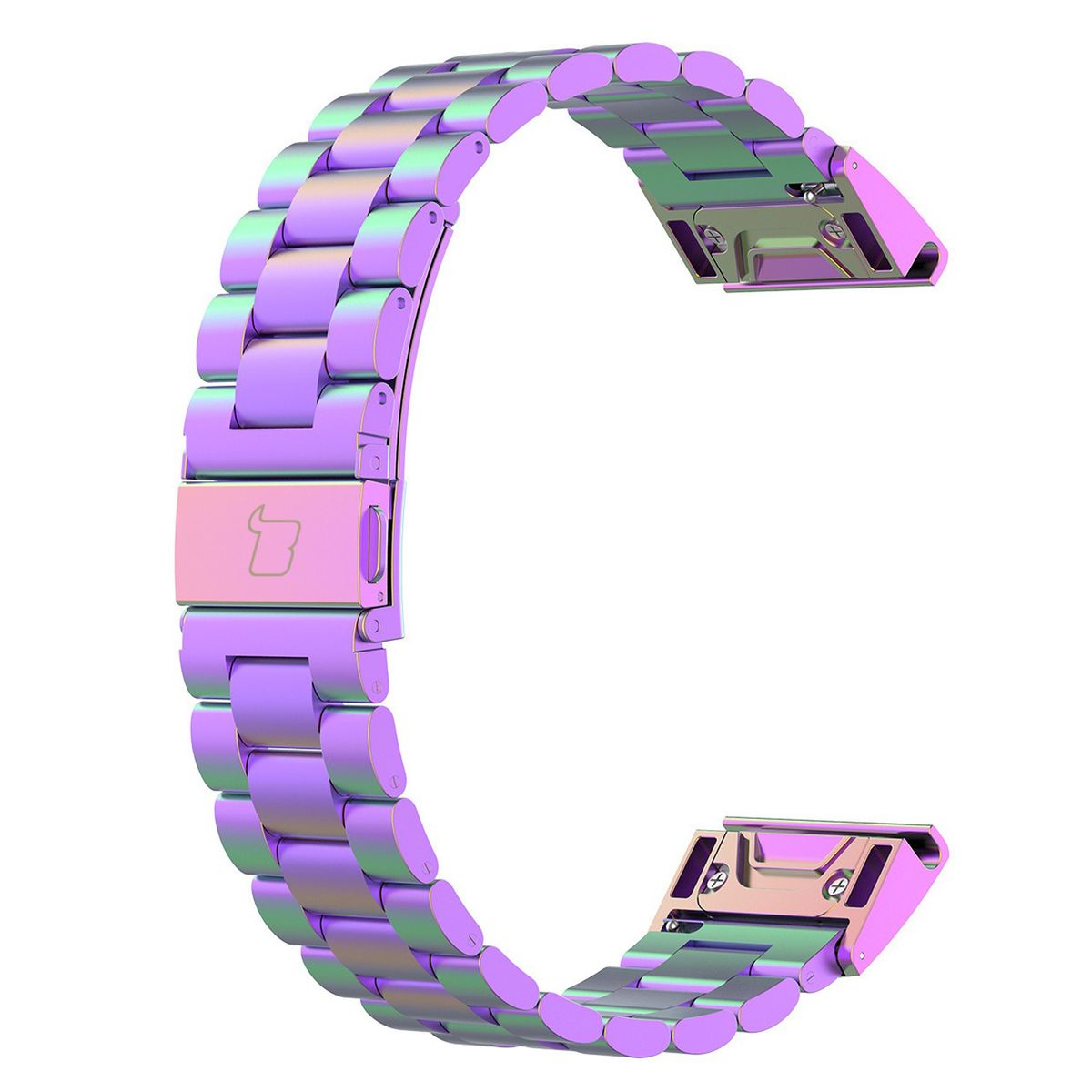 Edelstahl Armband für Smartwatch, Bizon Strap Watch Aura, QuickFit 20 mm, Regenbogenfarbe
