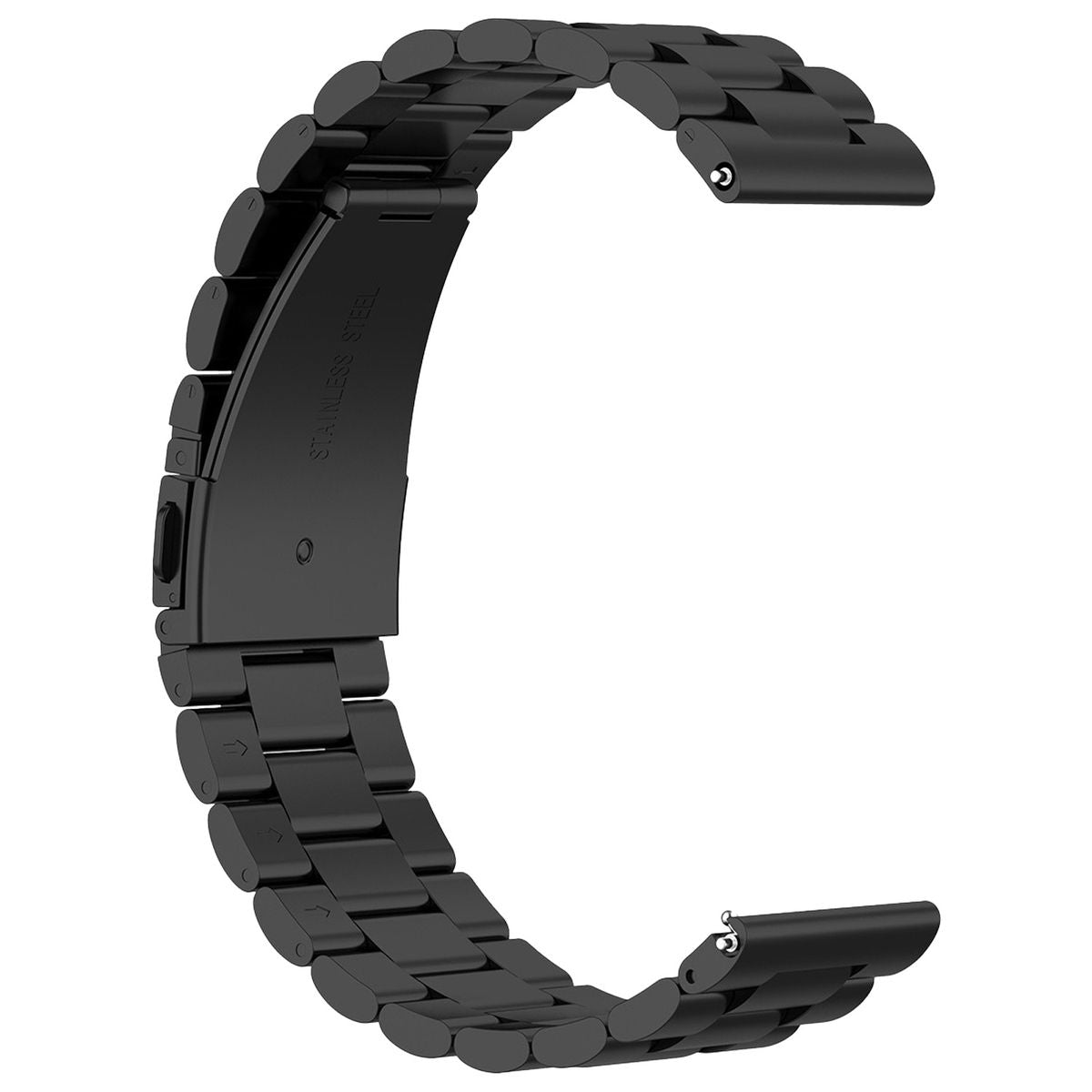 Edelstahl Armband für Smartwatch, Bizon Strap Watch Aura, QuickRelease 22 mm, Schwarz