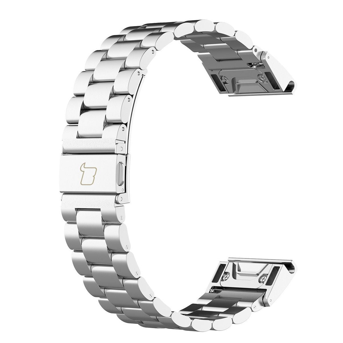 Edelstahl Armband für Smartwatch, Bizon Strap Watch Aura, QuickFit 22 mm, Silbern