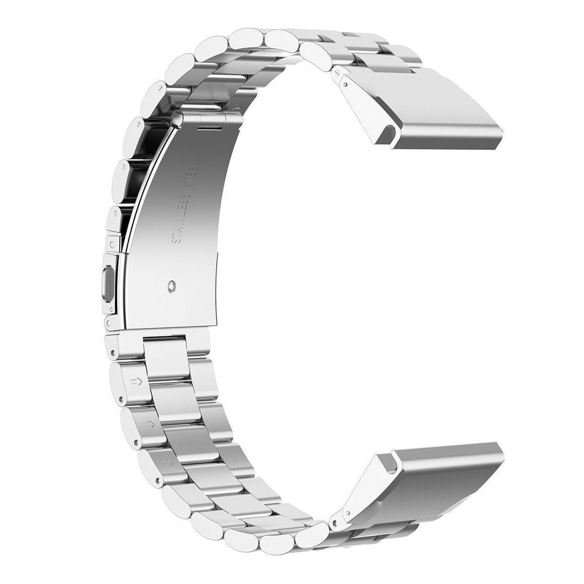 Edelstahl Armband für Smartwatch, Bizon Strap Watch Aura, QuickFit 22 mm, Silbern