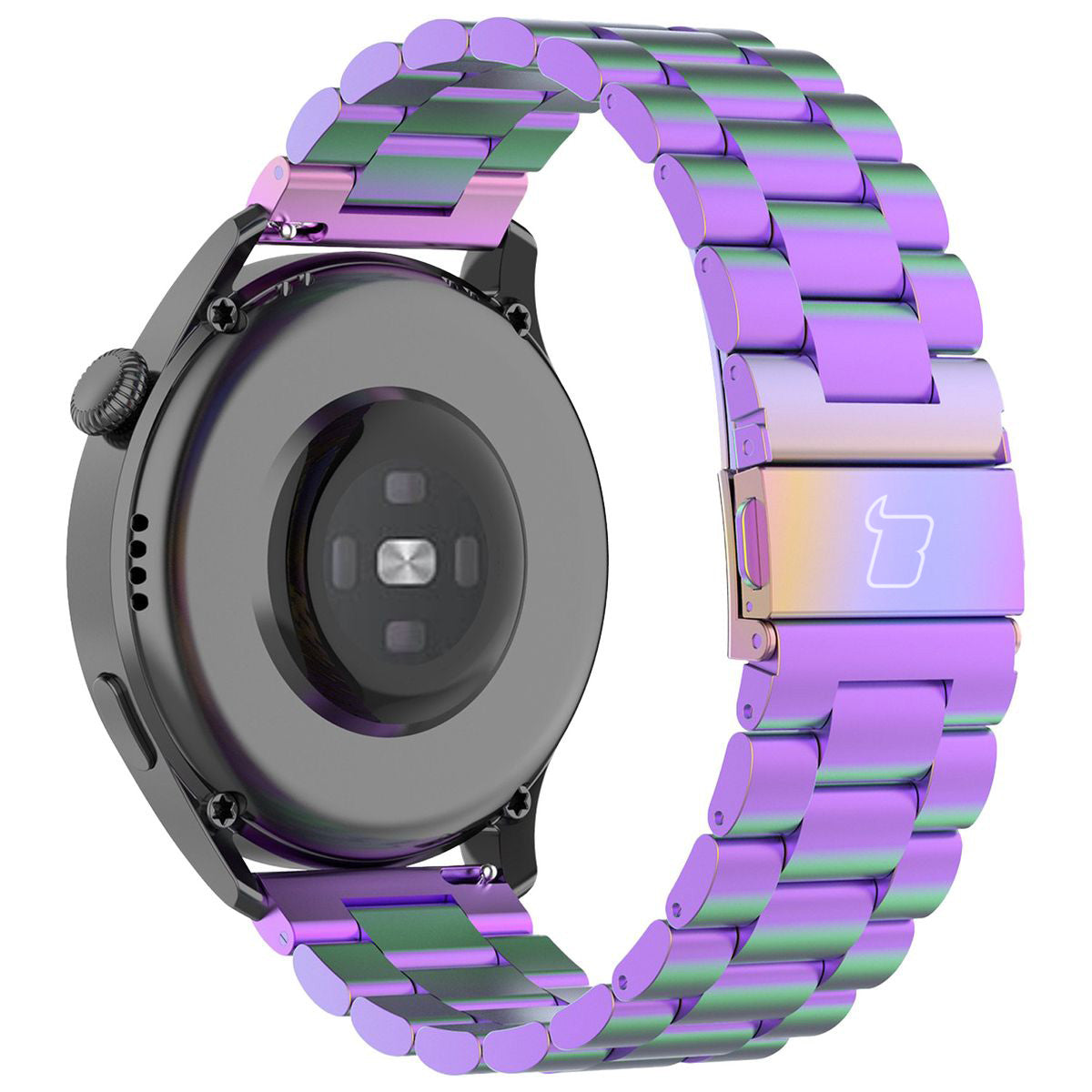 Edelstahl Armband für Smartwatch, Bizon Strap Watch Aura, QuickRelease 22 mm, Regenbogenfarbe