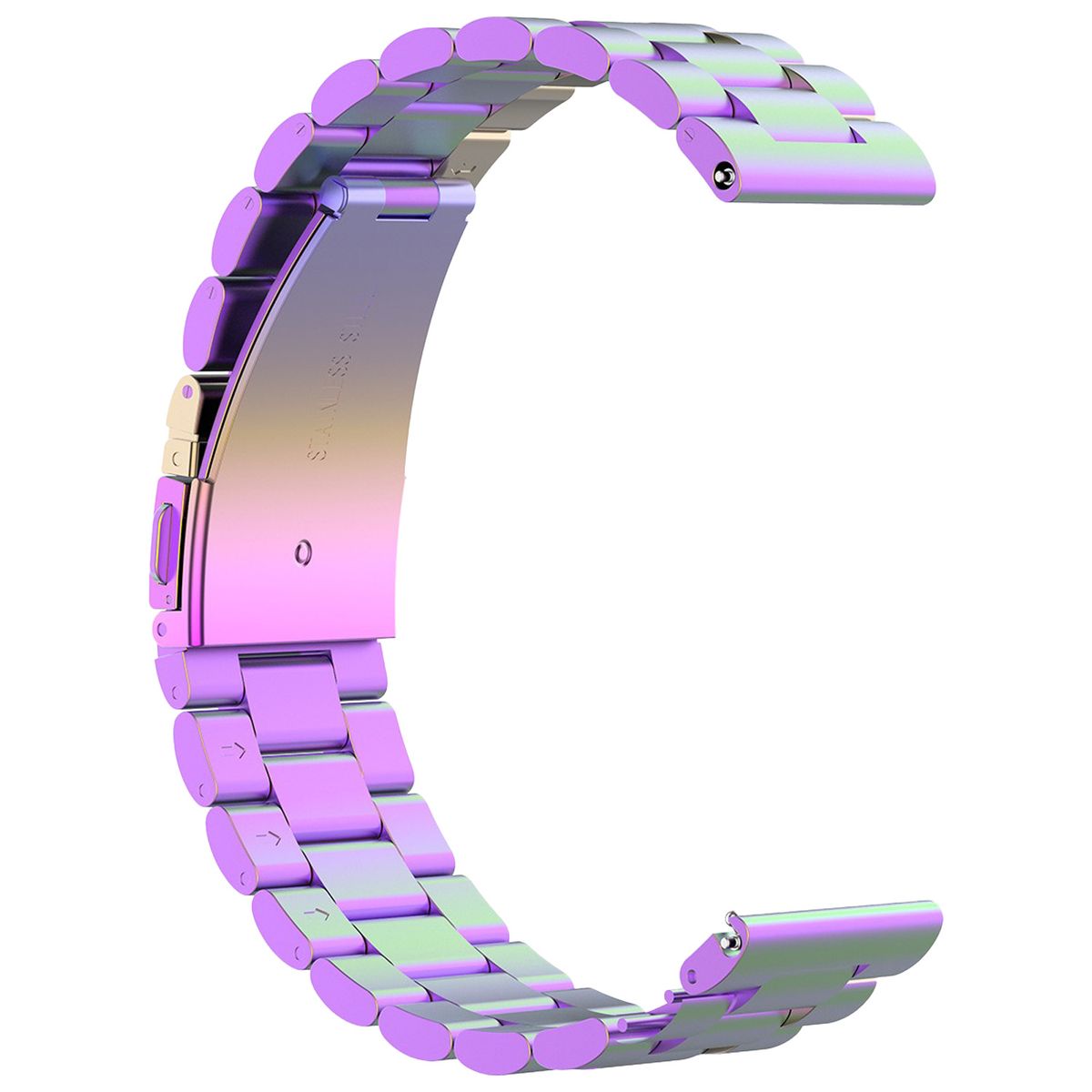 Edelstahl Armband für Smartwatch, Bizon Strap Watch Aura, QuickRelease 22 mm, Regenbogenfarbe