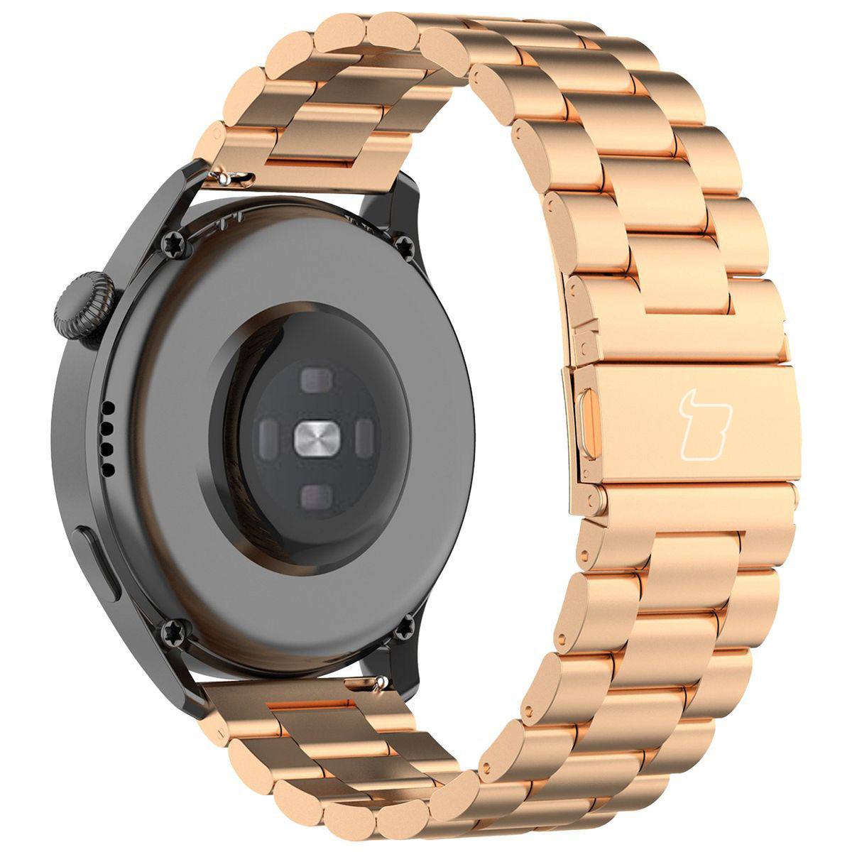Edelstahl Armband für Smartwatch, Bizon Strap Watch Aura, QuickRelease 22 mm, Rosegold