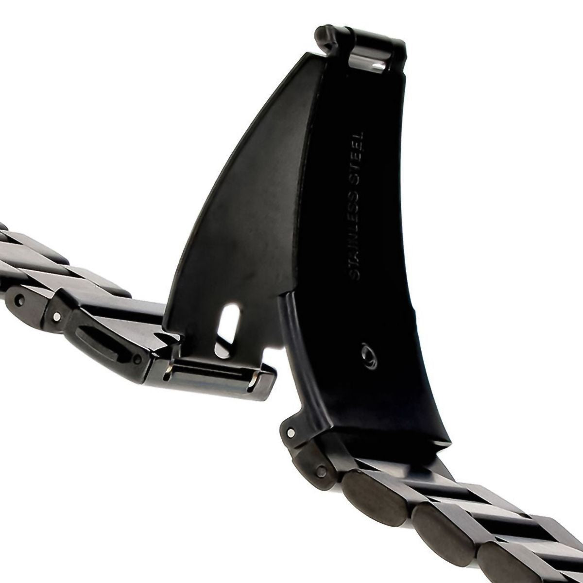 Edelstahlarmband für Smartwatch, Bizon Strap Watch Aura, QuickFit-System, Schwarz, 26 mm.