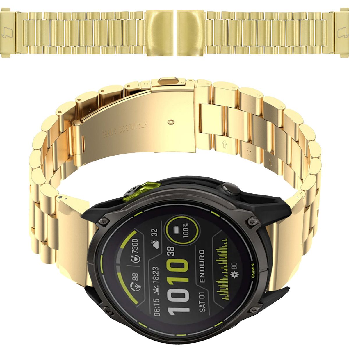 Edelstahl Armband für 26 mm Smartwatch in Gold, Kompatibel mit QuickFit System, elegante und robuste Uhr.