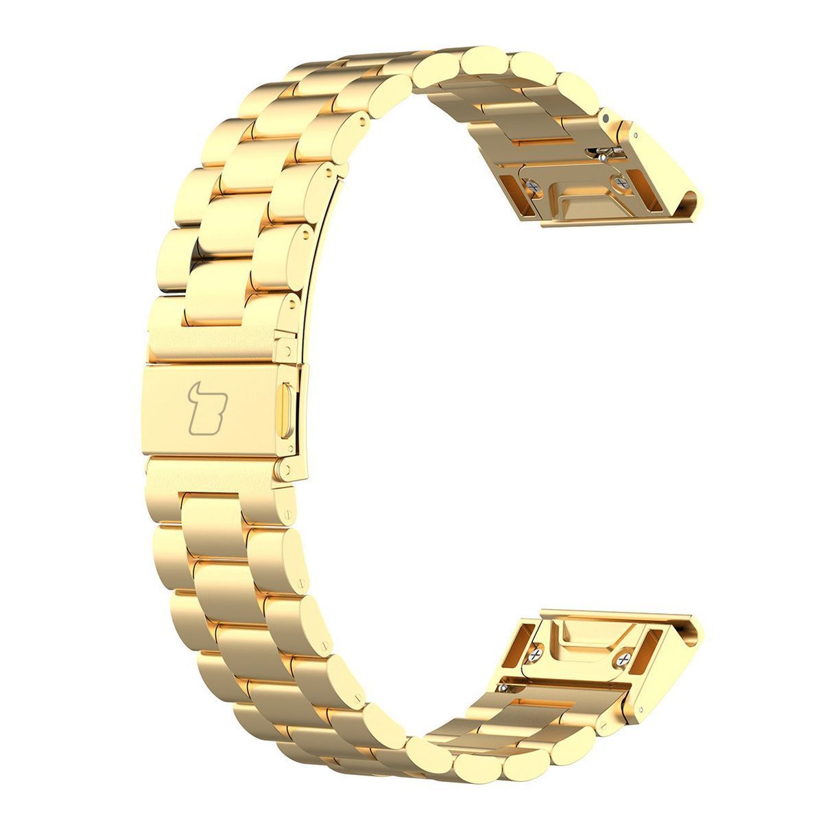 Gold Edelstahl Armband für Smartwatch, kompatibel mit QuickFit System, 26 mm Breite, elegante Design.