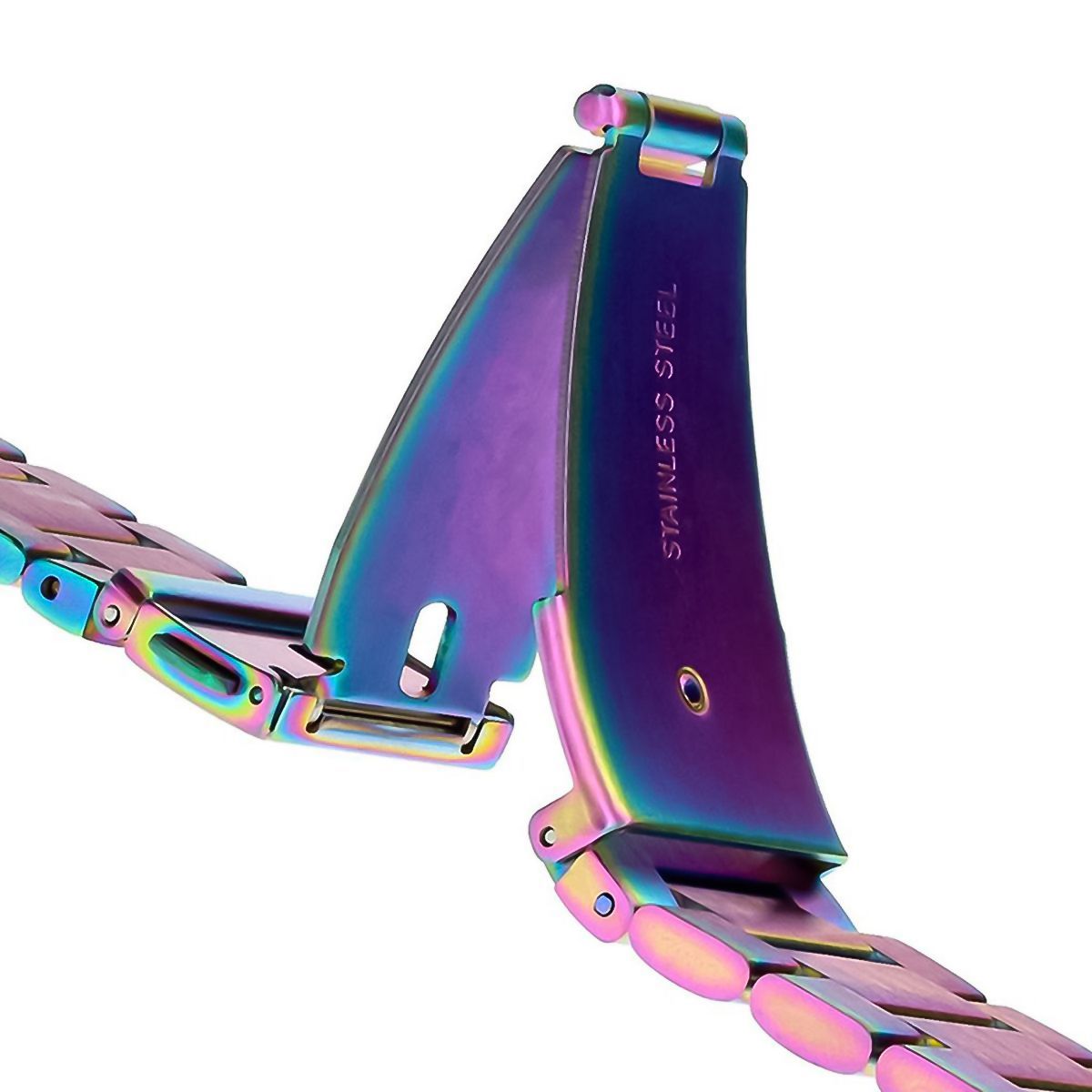 Edelstahl Armband für Smartwatch, Regenbogenfarben, Funktionalität und Eleganz vereint.