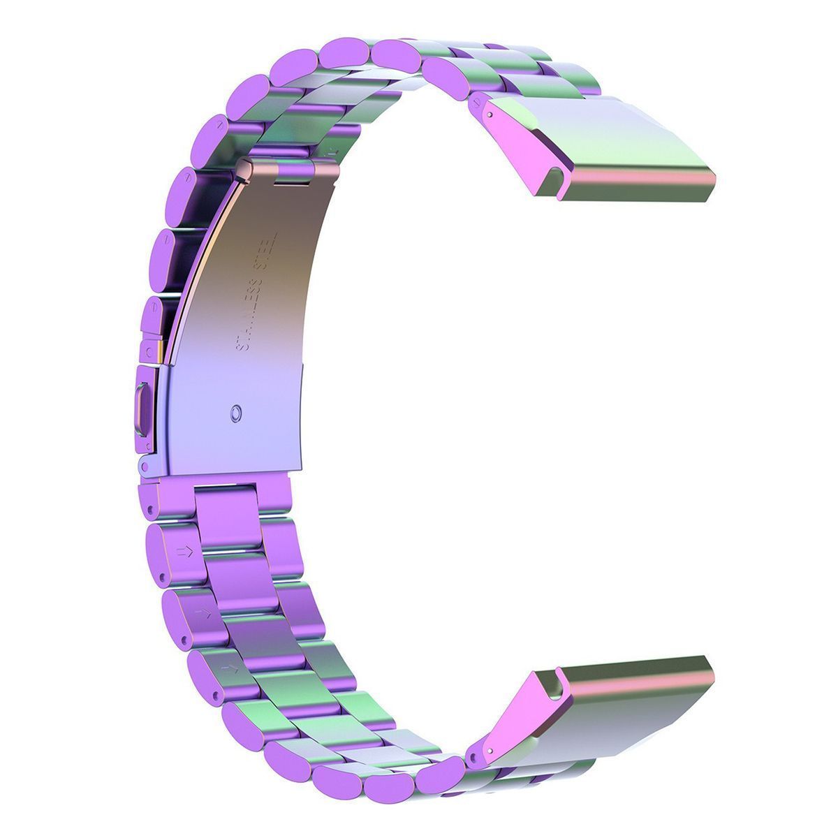 Edelstahl Armband in Regenbogenfarben für 26 mm Smartwatch, Bizon Strap Watch Aura.