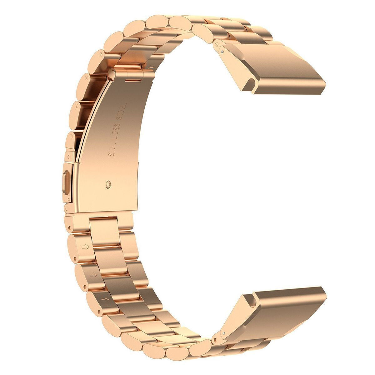 Edelstahl Armband in Rosa Gold für Smartwatch, elegant und robust, kompatibel mit 22 mm Modellen.