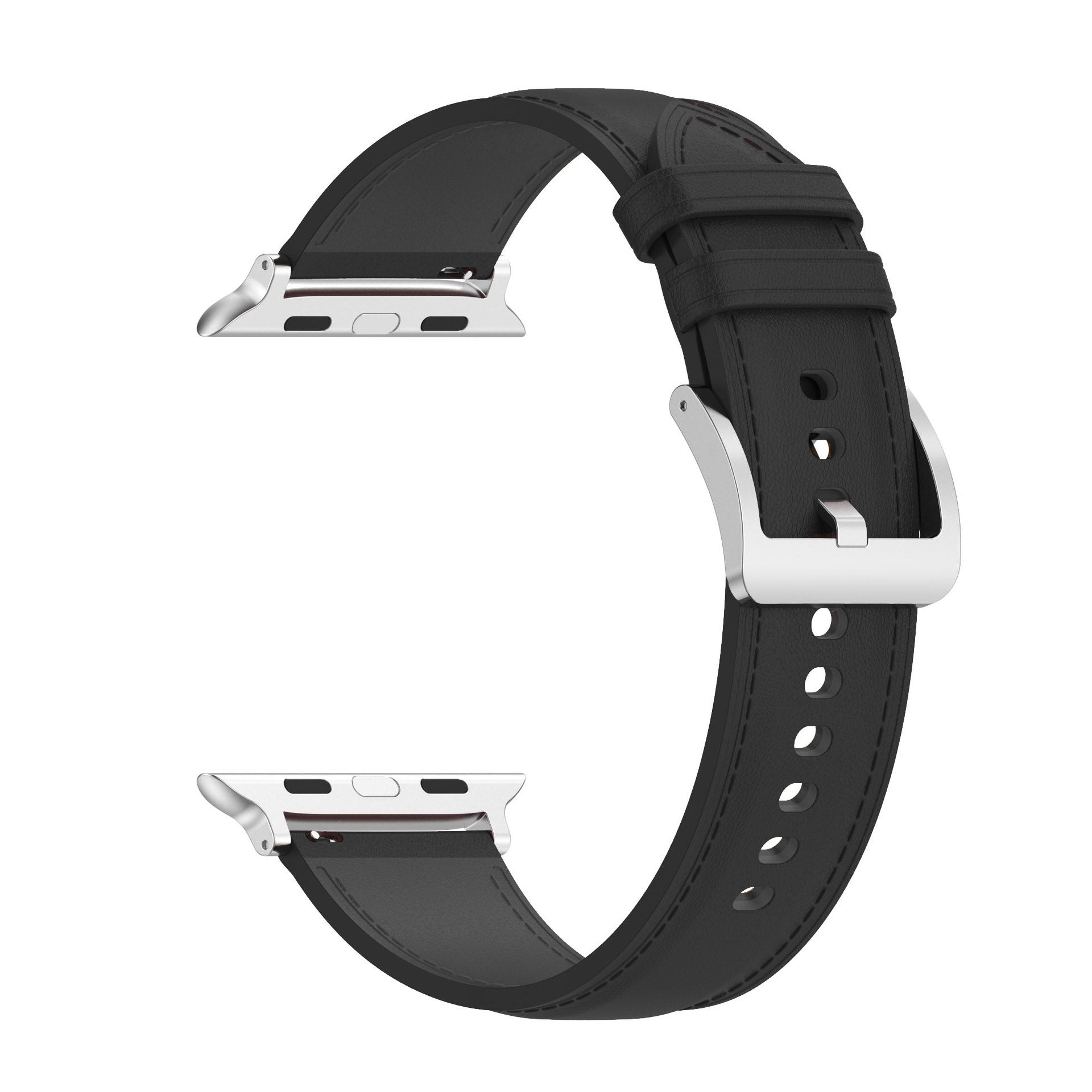 Armband für Apple Watch 44/45/46/49 mm, Bizon Strap Watch Casual, Schwarz
