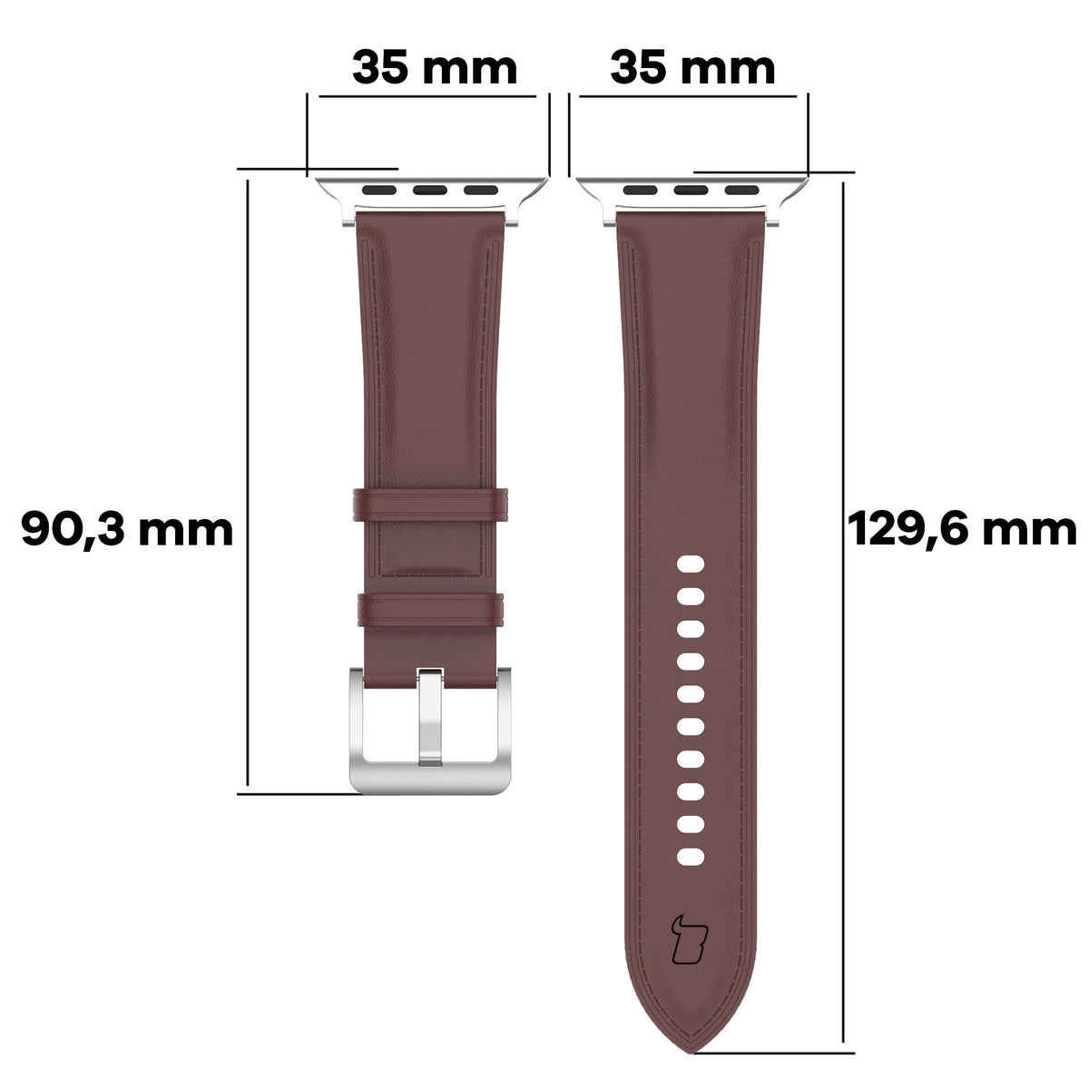 Armband für Apple Watch 44/45/46/49 mm, Bizon Strap Watch Casual, Dunkelbraun