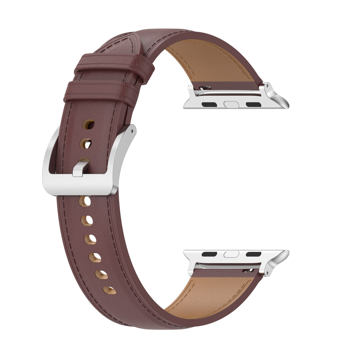 Armband für Apple Watch 44/45/46/49 mm, Bizon Strap Watch Casual, Dunkelbraun