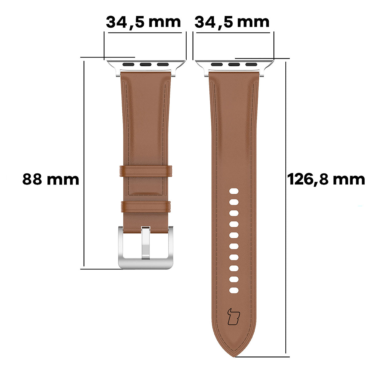 Armband für Apple Watch 44/45/46/49 mm, Bizon Strap Watch Casual, Hellbraun