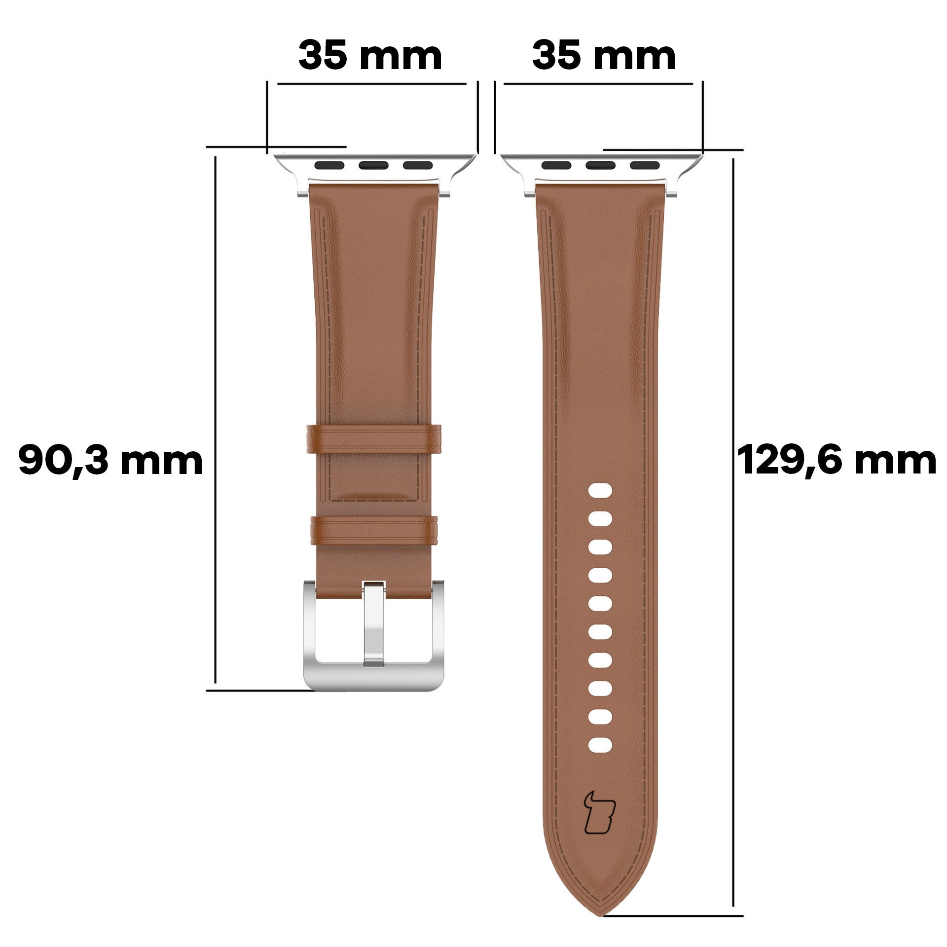 Armband für Apple Watch 44/45/46/49 mm, Bizon Strap Watch Casual, Hellbraun