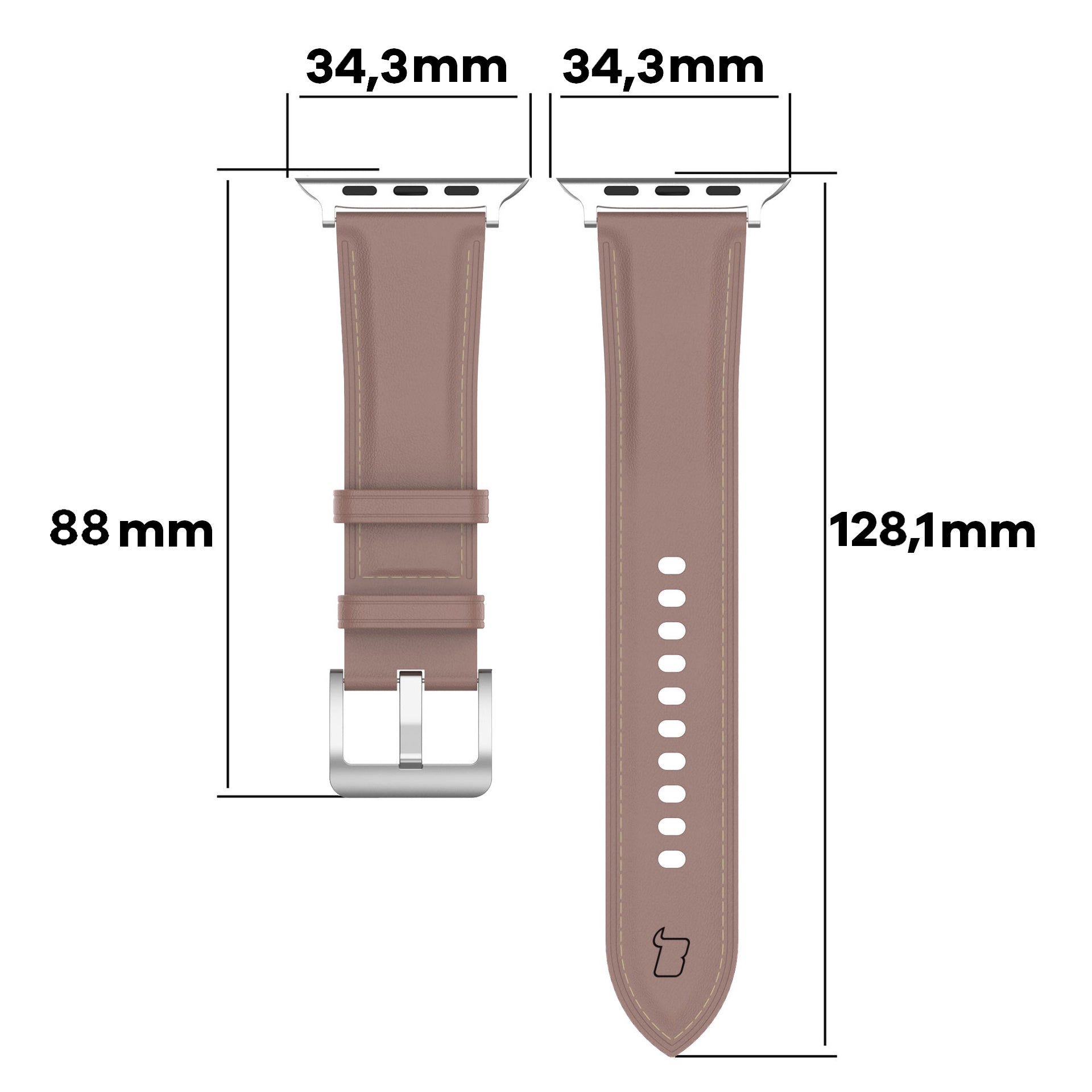Armband für Apple Watch 44/45/46/49 mm, Bizon Strap Watch Casual, Rosa