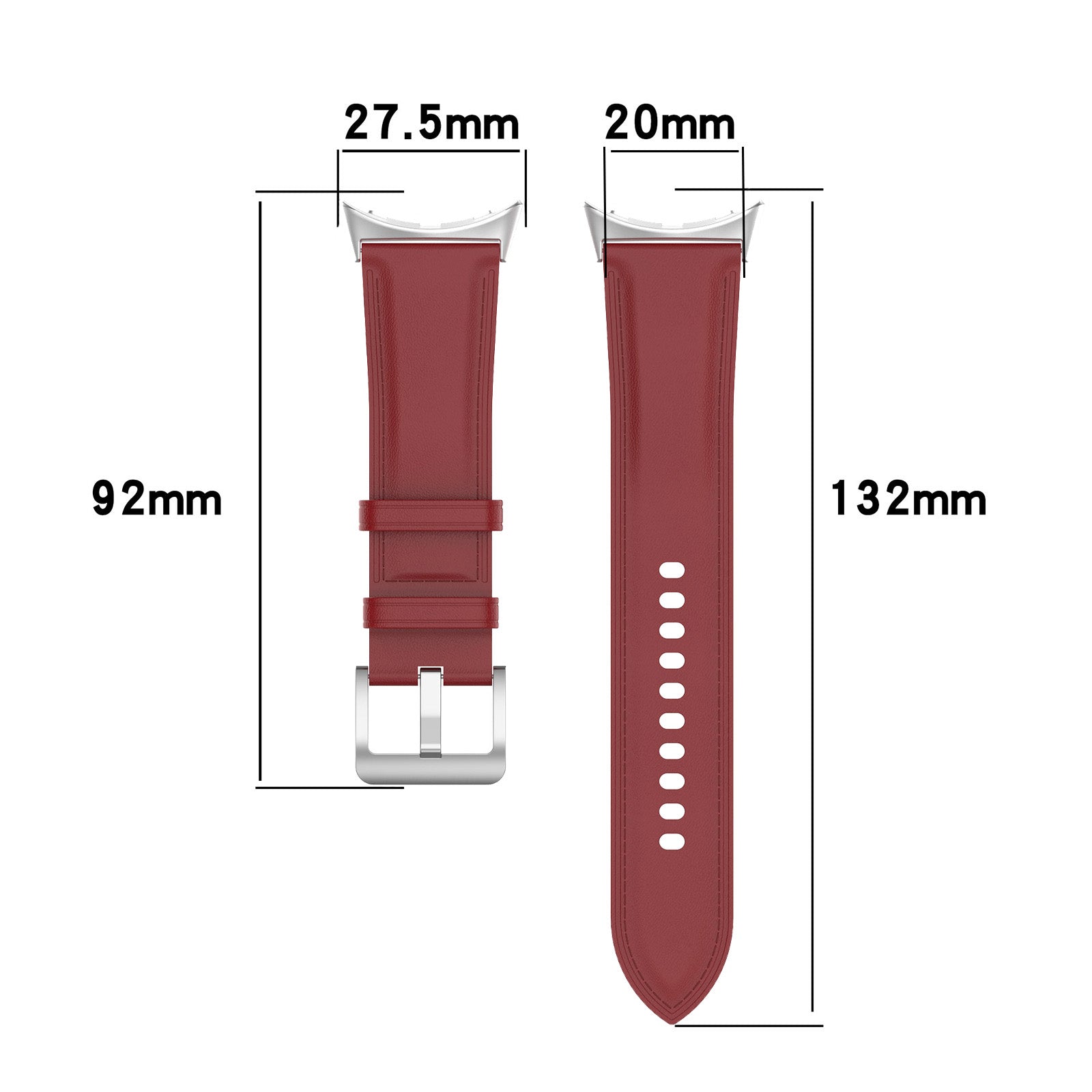 Armband für Google Pixel Watch 3 / 2 / 1 (41 mm), Bizon Strap Watch Casual, Burgund