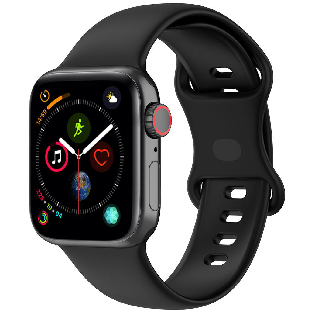 Armband für Apple Watch 38/40/41/42 mm, Bizon Strap Watch Silicone S, Schwarz