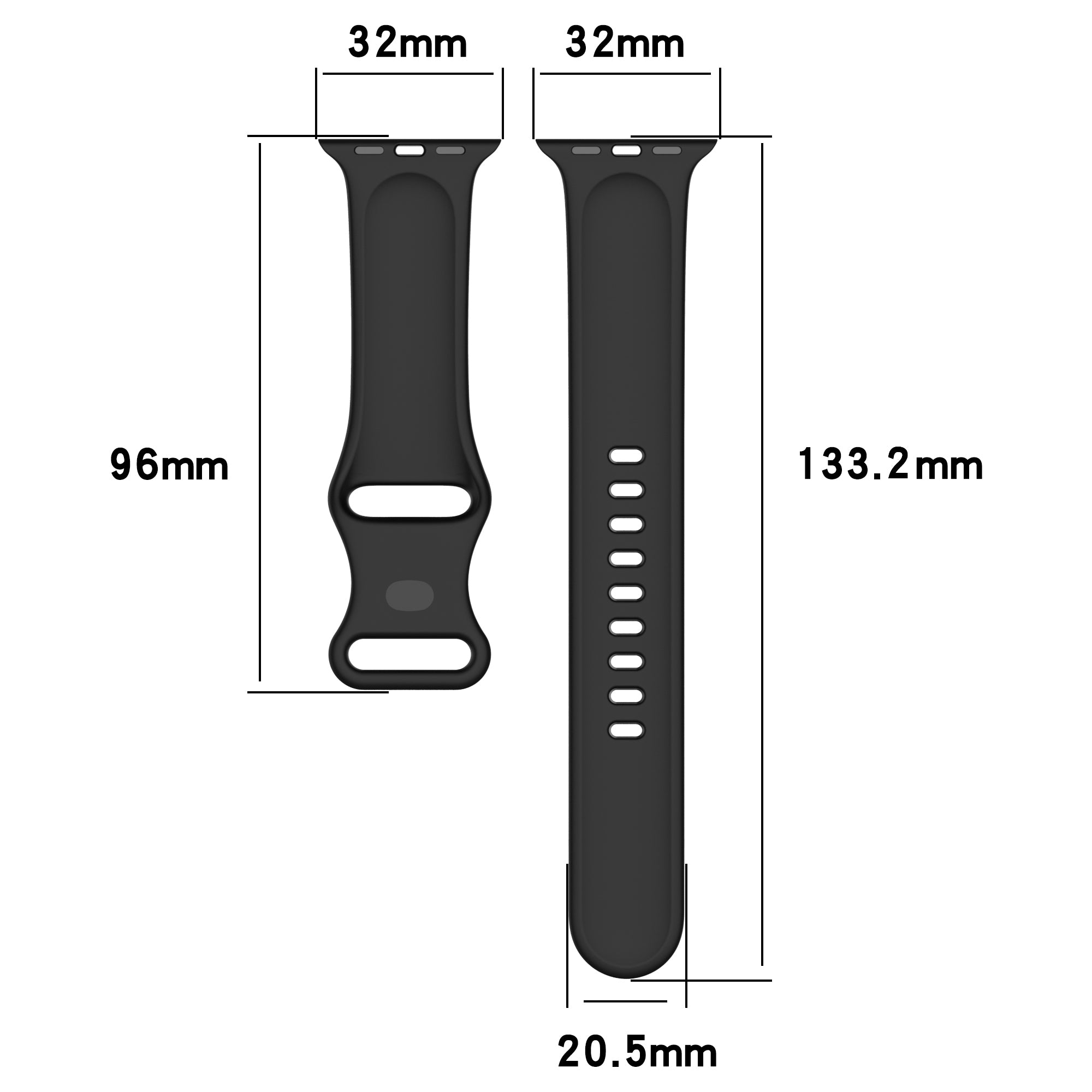 Armband für Apple Watch 38/40/41/42 mm, Bizon Strap Watch Silicone S, Schwarz
