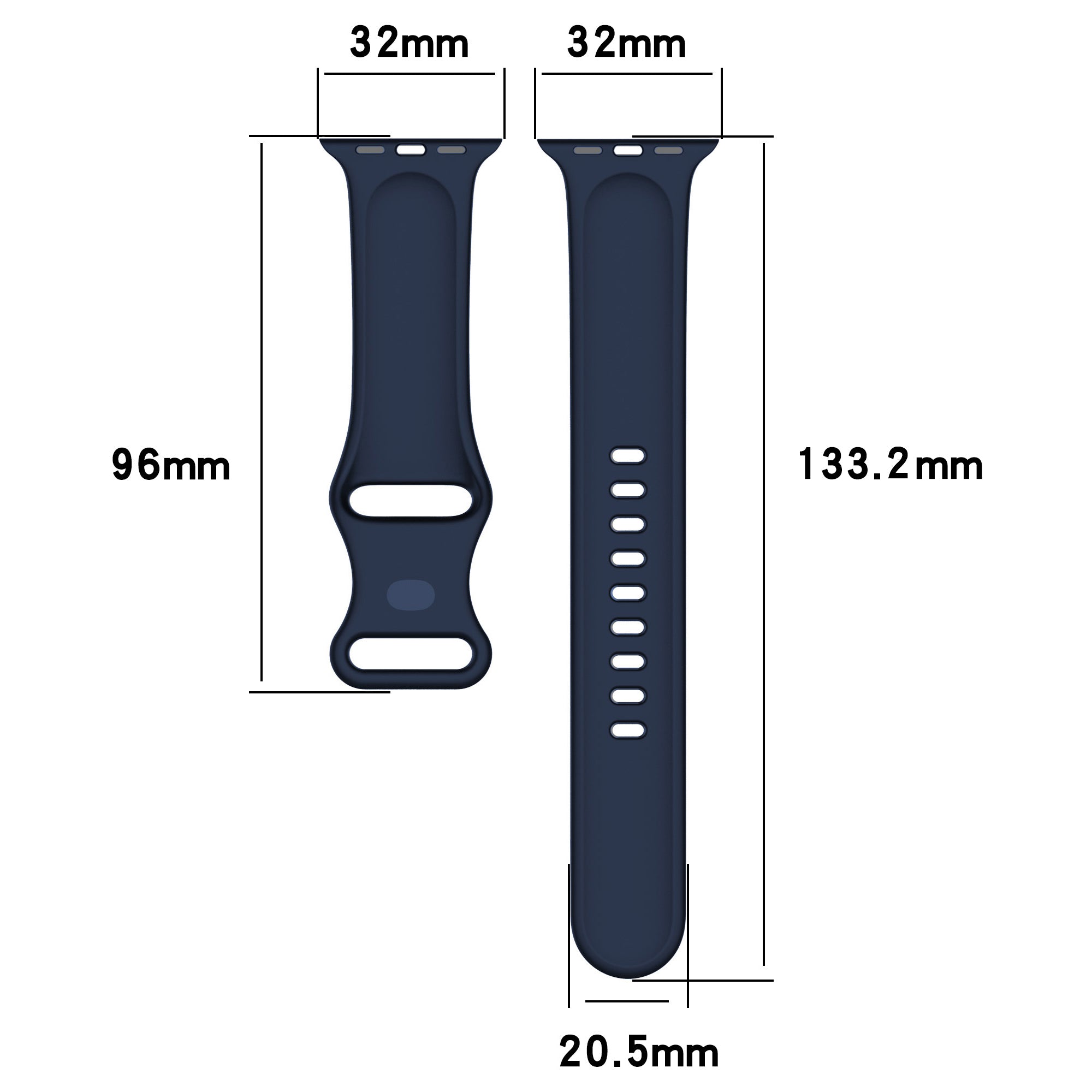 Armband für Apple Watch 38/40/41/42 mm, Bizon Strap Watch Silicone S, Dunkelblau