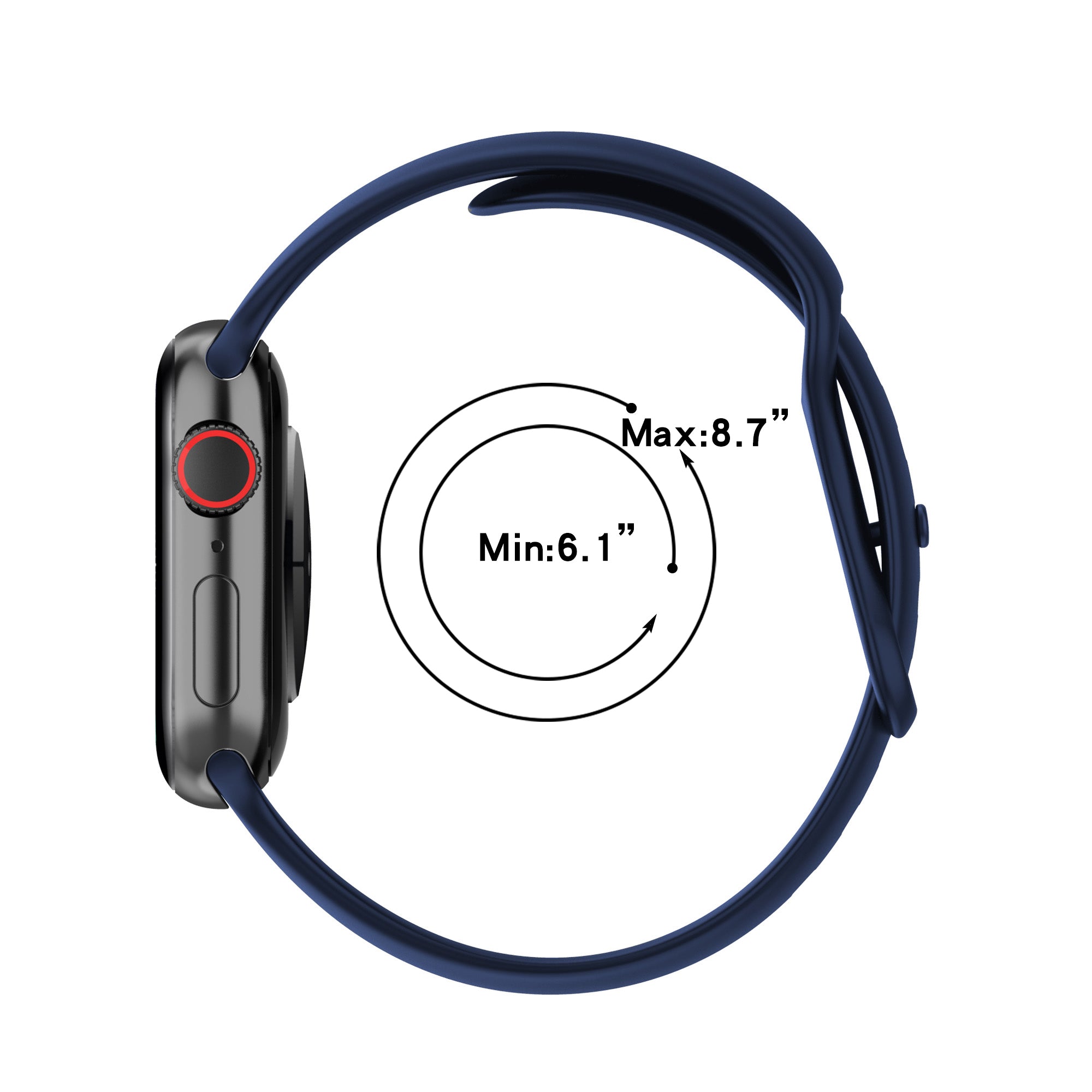 Armband für Apple Watch 38/40/41/42 mm, Bizon Strap Watch Silicone S, Dunkelblau