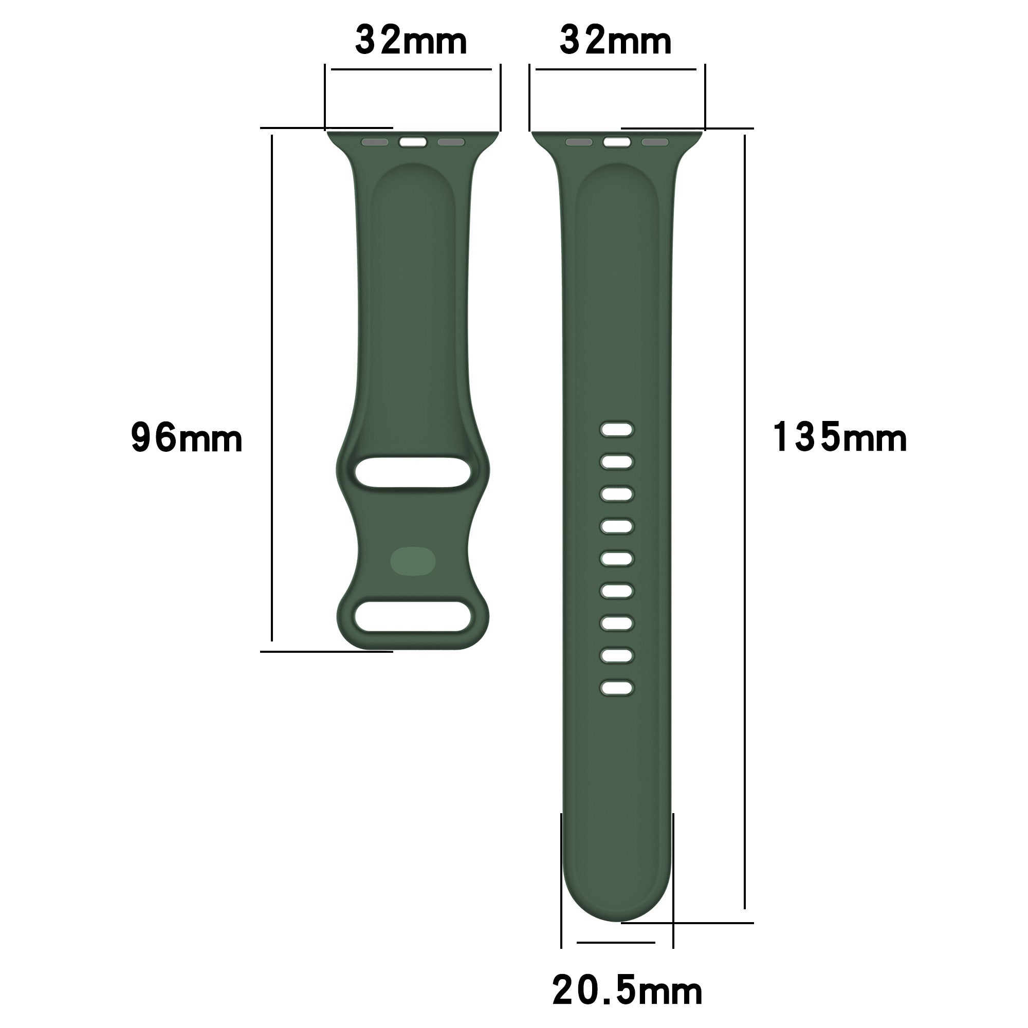 Armband für Apple Watch 38/40/41/42 mm, Bizon Strap Watch Silicone S, Dunkelgrün