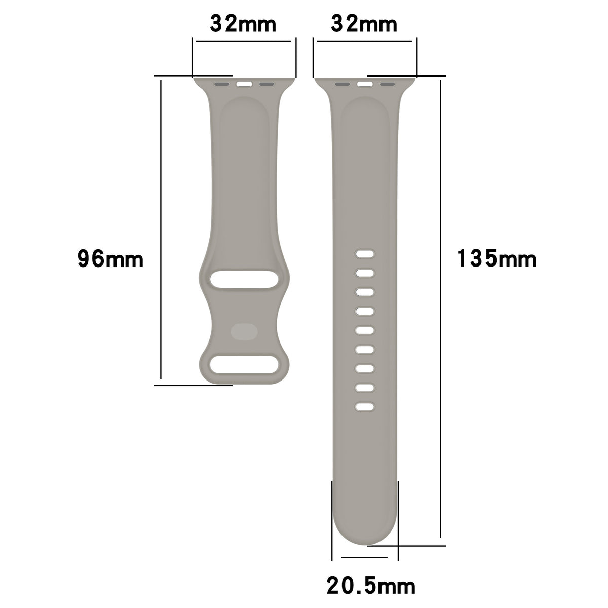 Armband für Apple Watch 38/40/41/42 mm, Bizon Strap Watch Silicone S, Hellgrau