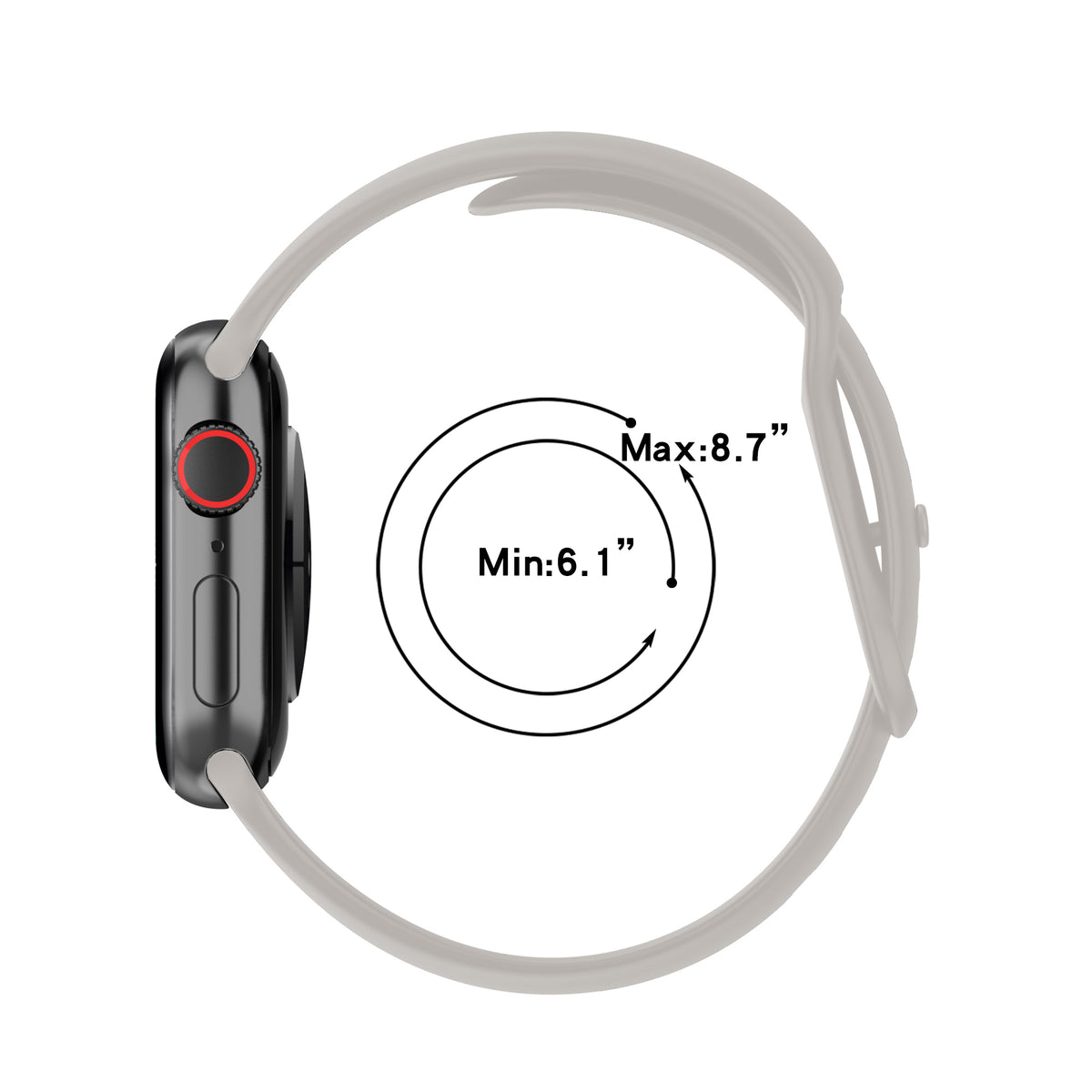 Armband für Apple Watch 38/40/41/42 mm, Bizon Strap Watch Silicone S, Hellgrau