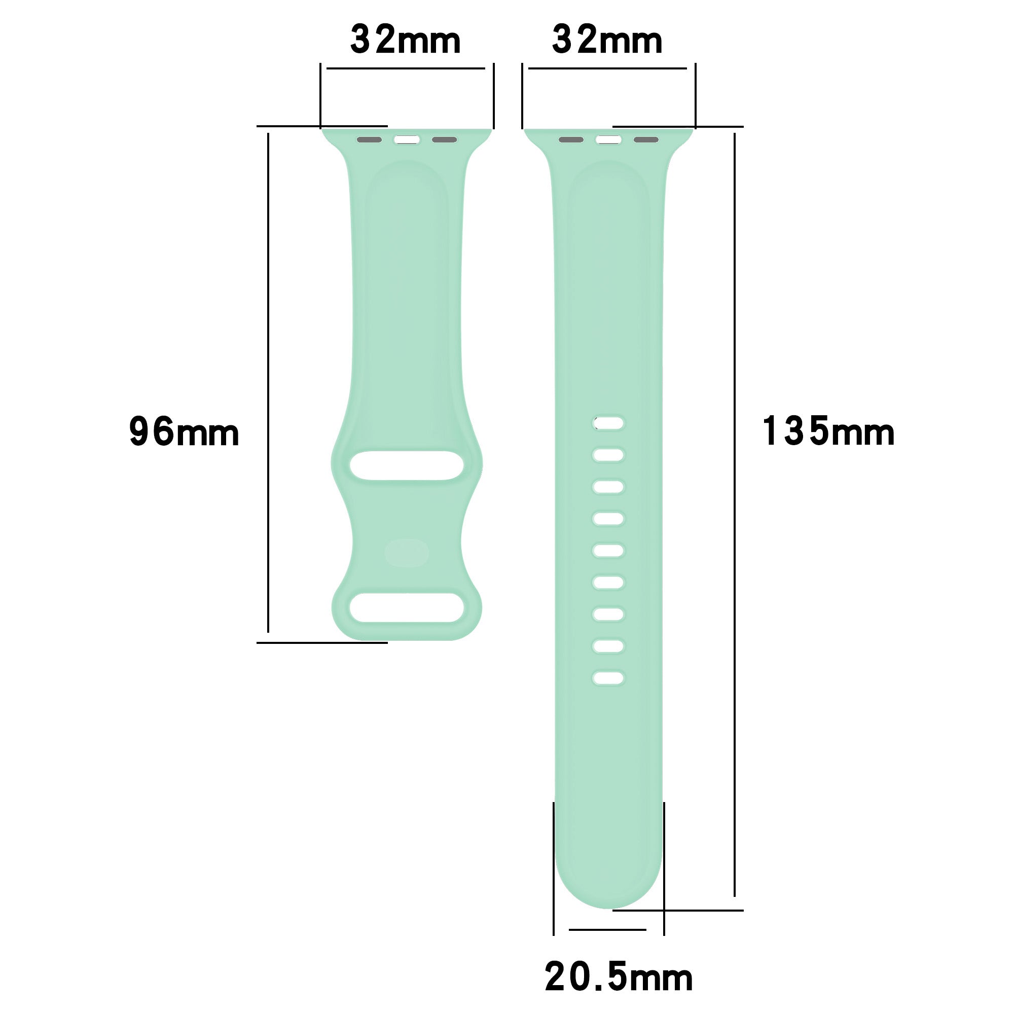 Armband für Apple Watch 38/40/41/42 mm, Bizon Strap Watch Silicone S, Minze