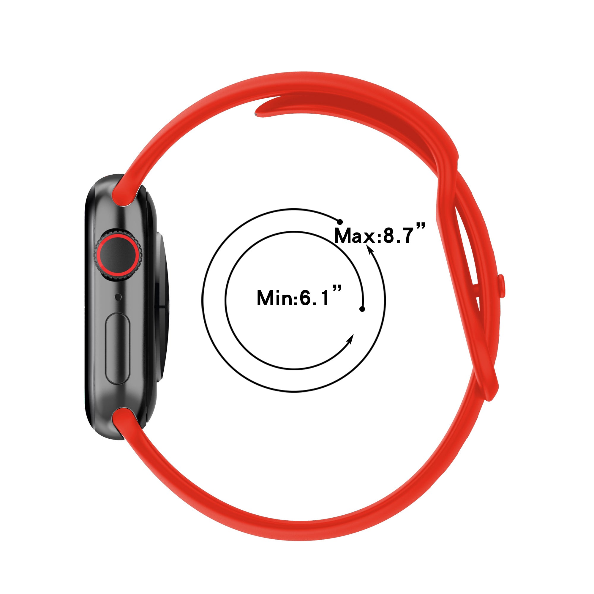 Armband für Apple Watch 38/40/41/42 mm, Bizon Strap Watch Silicone S, Rot