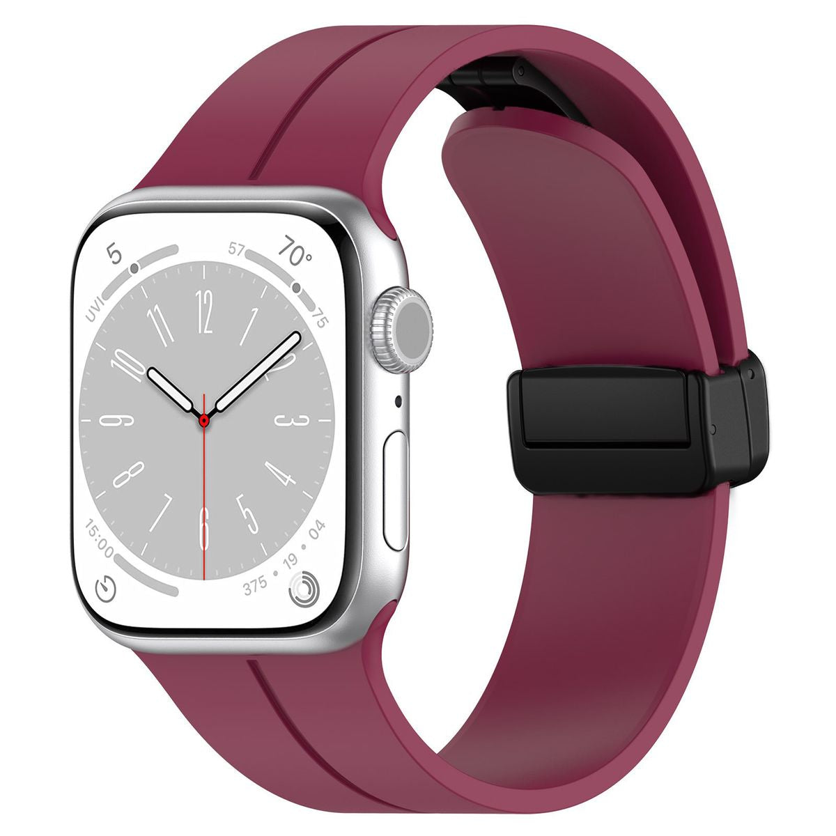 Armband für Apple Watch 38/40/41/42 mm, Bizon Strap Watch Silicone L, Burgunderrot