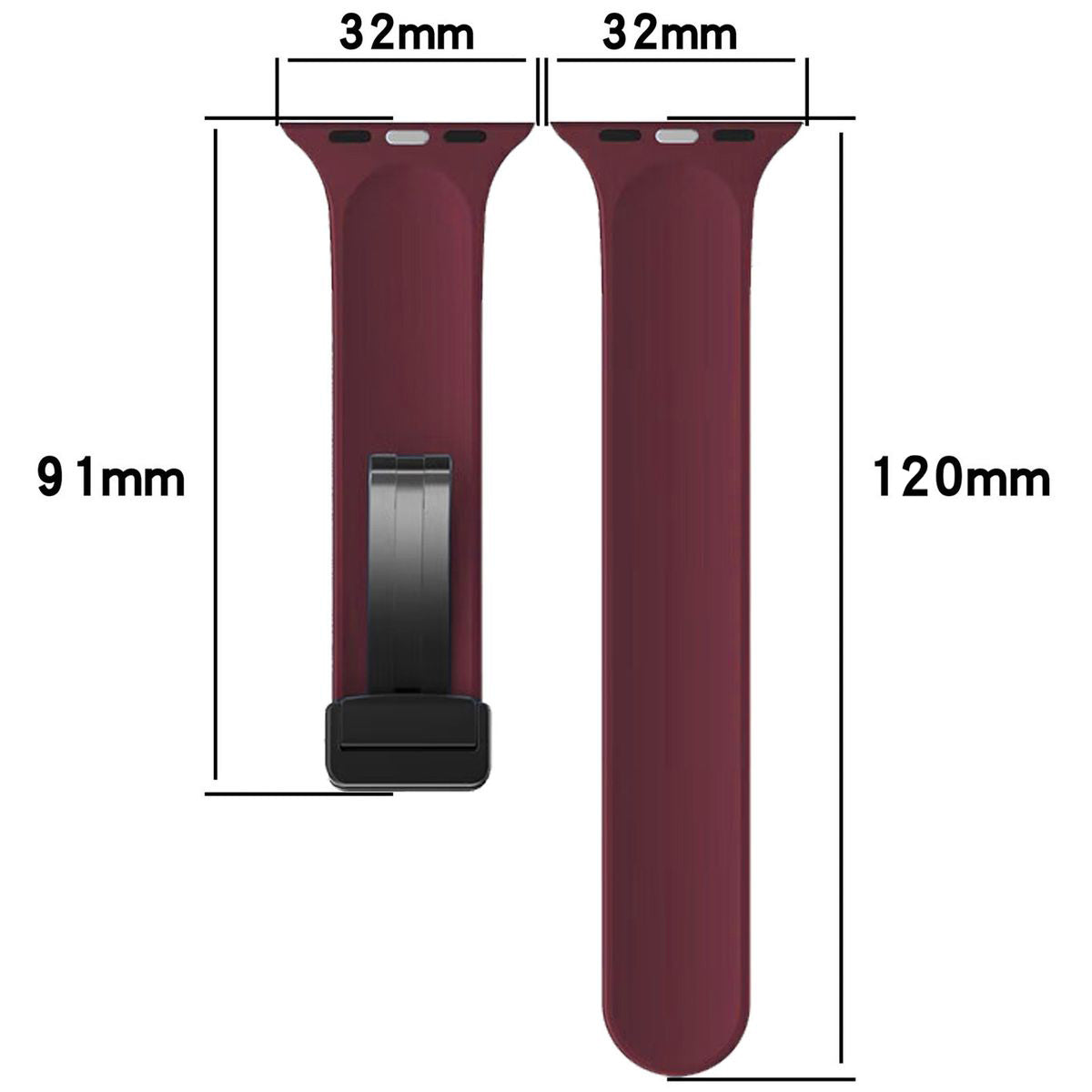Armband für Apple Watch 38/40/41/42 mm, Bizon Strap Watch Silicone L, Burgunderrot