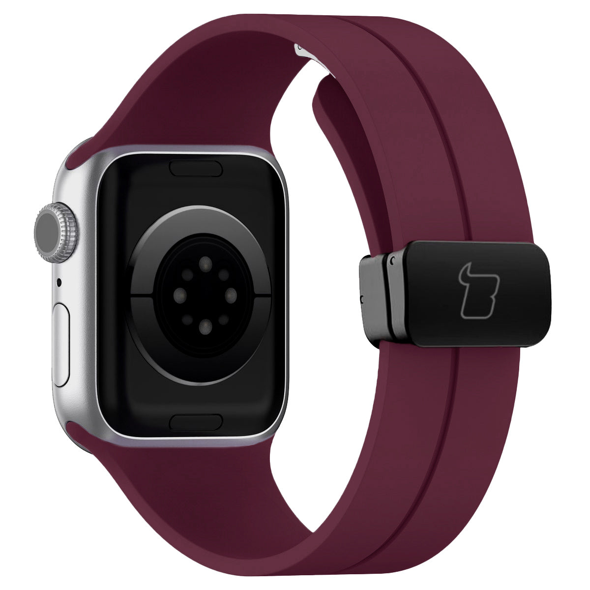 Armband für Apple Watch 38/40/41/42 mm, Bizon Strap Watch Silicone L, Burgunderrot