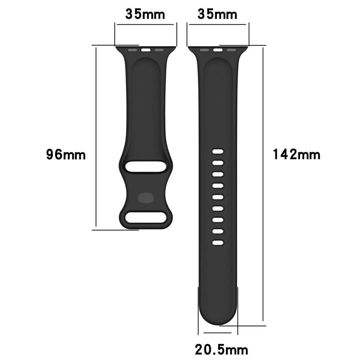 Armband für Apple Watch 44/45/46/49 mm, Bizon Strap Watch Silicone S, Schwarz