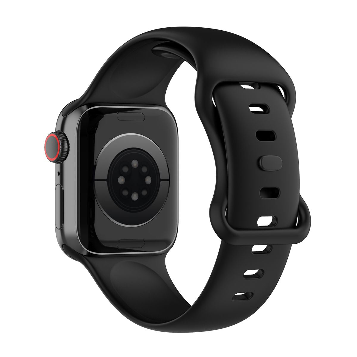 Armband für Apple Watch 44/45/46/49 mm, Bizon Strap Watch Silicone S, Schwarz
