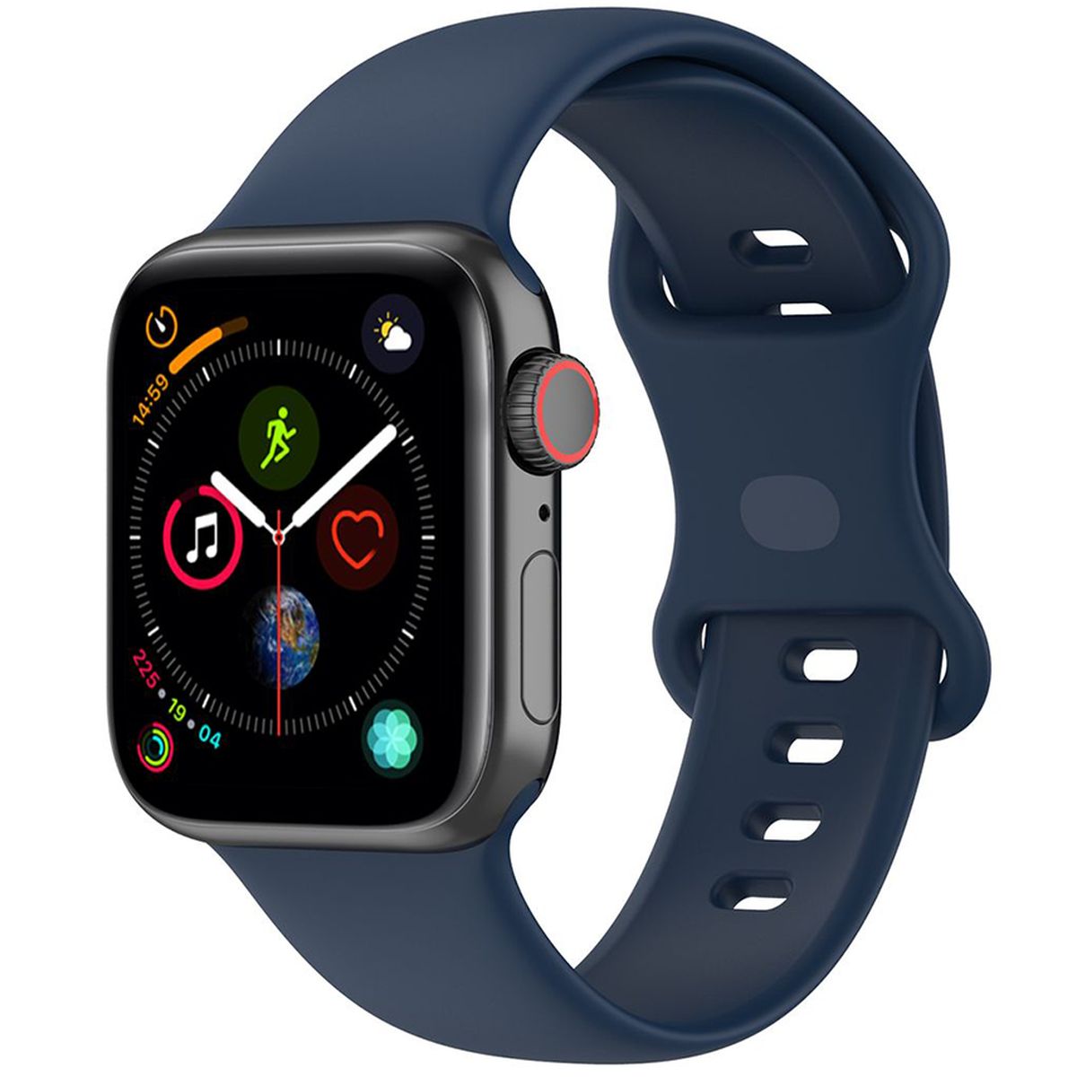 Armband für Apple Watch 44/45/46/49 mm, Bizon Strap Watch Silicone S, Dunkelblau