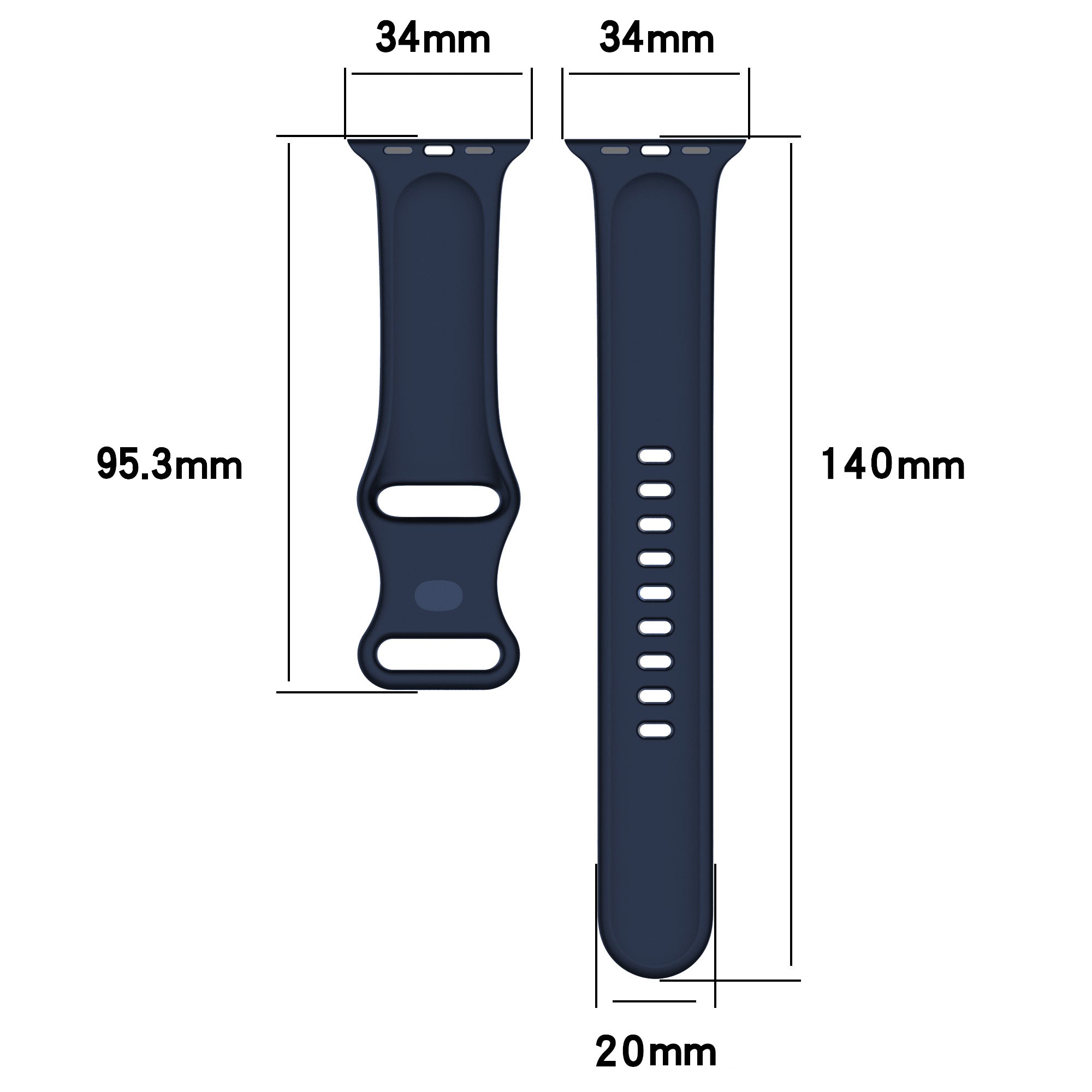 Armband für Apple Watch 44/45/46/49 mm, Bizon Strap Watch Silicone S, Dunkelblau