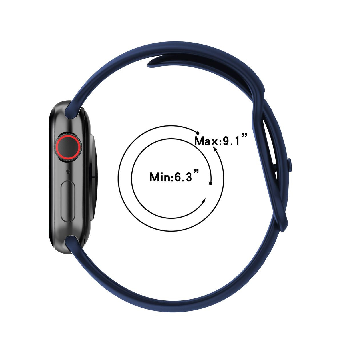 Armband für Apple Watch 44/45/46/49 mm, Bizon Strap Watch Silicone S, Dunkelblau