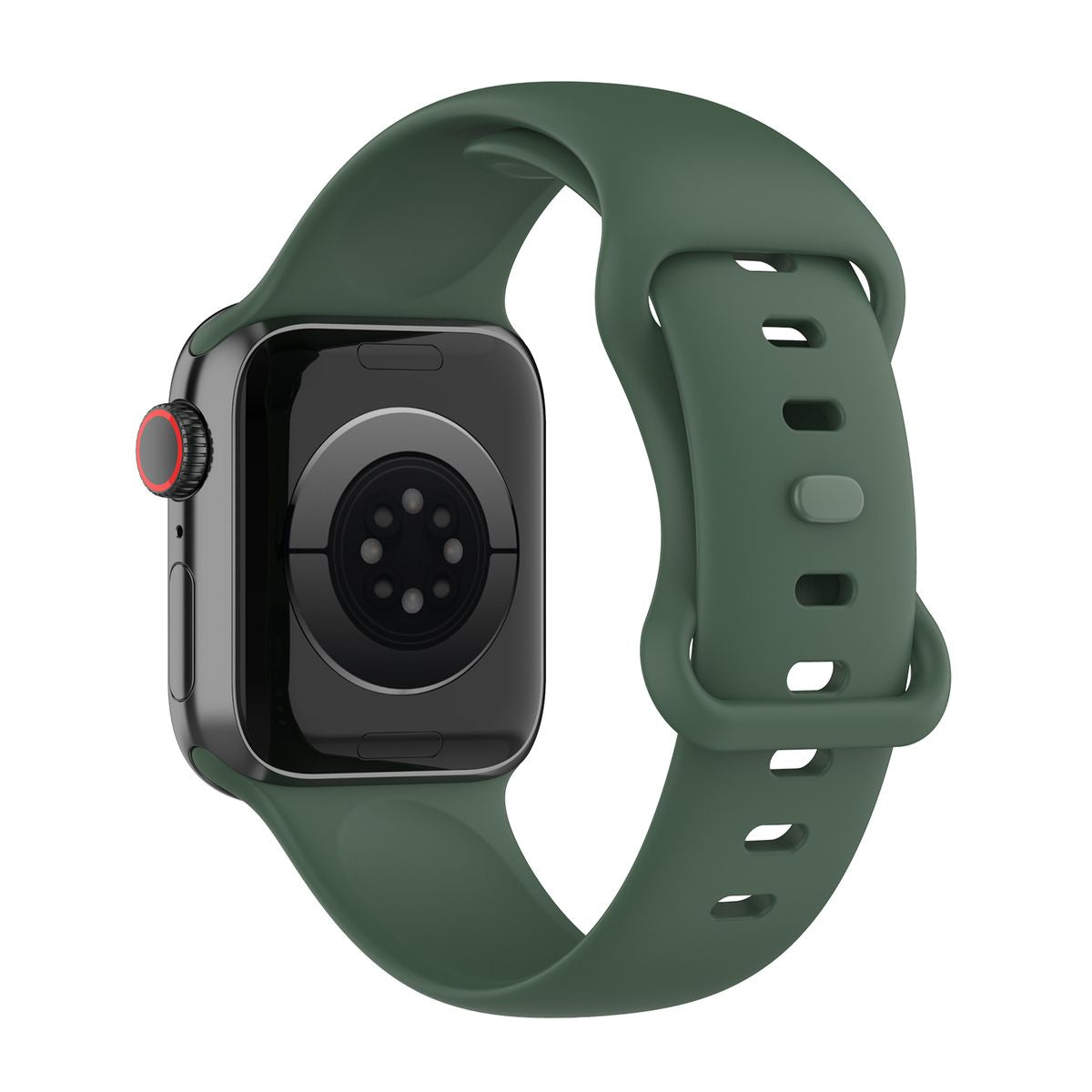 Armband für Apple Watch 44/45/46/49 mm, Bizon Strap Watch Silicone S, Dunkelgrün