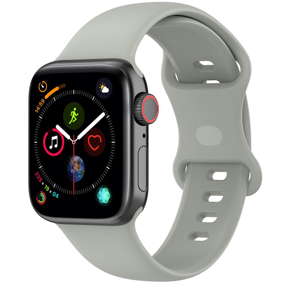 Armband für Apple Watch 44/45/46/49 mm, Bizon Strap Watch Silicone S, Hellgrau