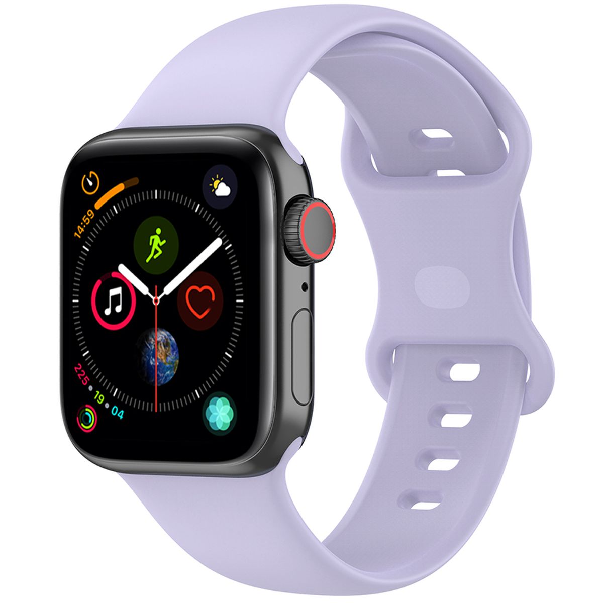 Armband für Apple Watch 44/45/46/49 mm, Bizon Strap Watch Silicone S, Hellviolett