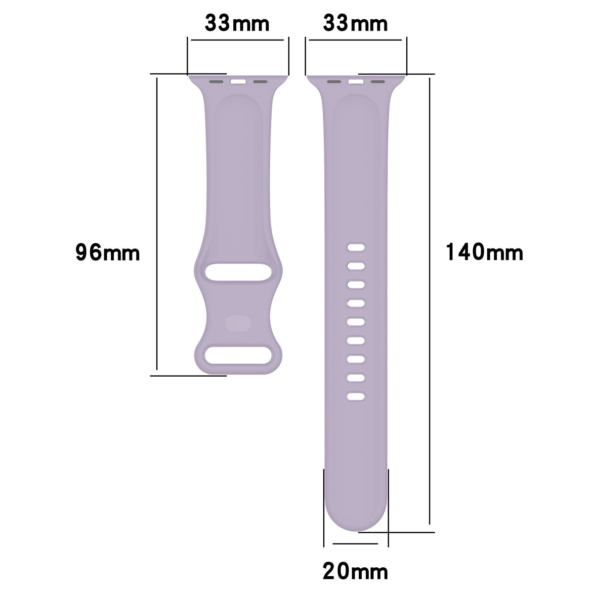 Armband für Apple Watch 44/45/46/49 mm, Bizon Strap Watch Silicone S, Hellviolett