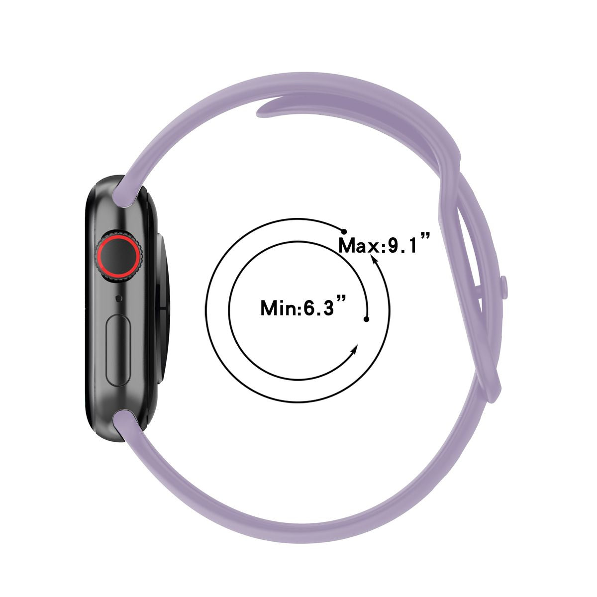 Armband für Apple Watch 44/45/46/49 mm, Bizon Strap Watch Silicone S, Hellviolett