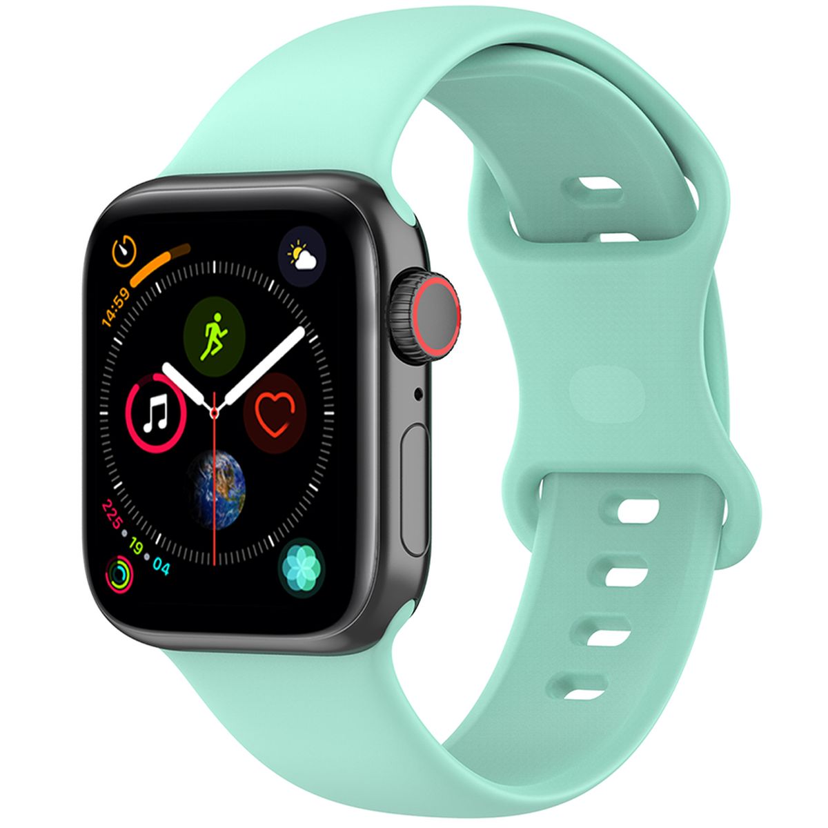 Armband für Apple Watch 44/45/46/49 mm, Bizon Strap Watch Silicone S, Minzfarben